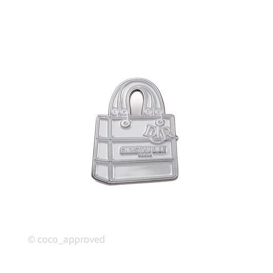 Dior D-lite Pin Brooch Light Grey Silver Tone