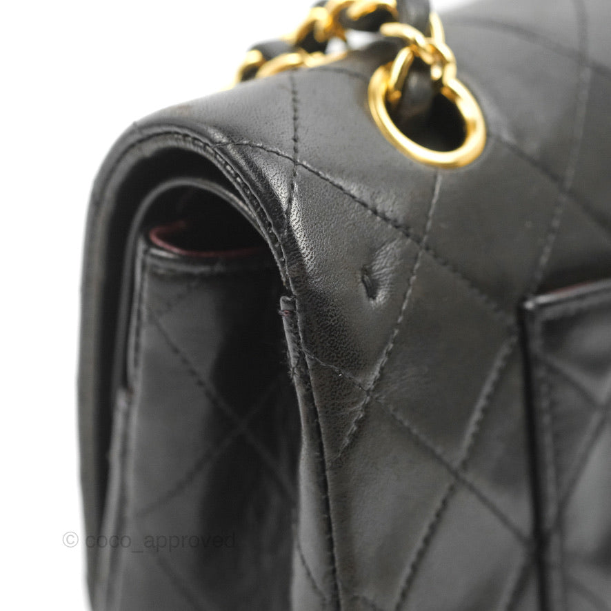 Chanel Classic Vintage Medium Flap Black Lambskin 24K Gold Hardware