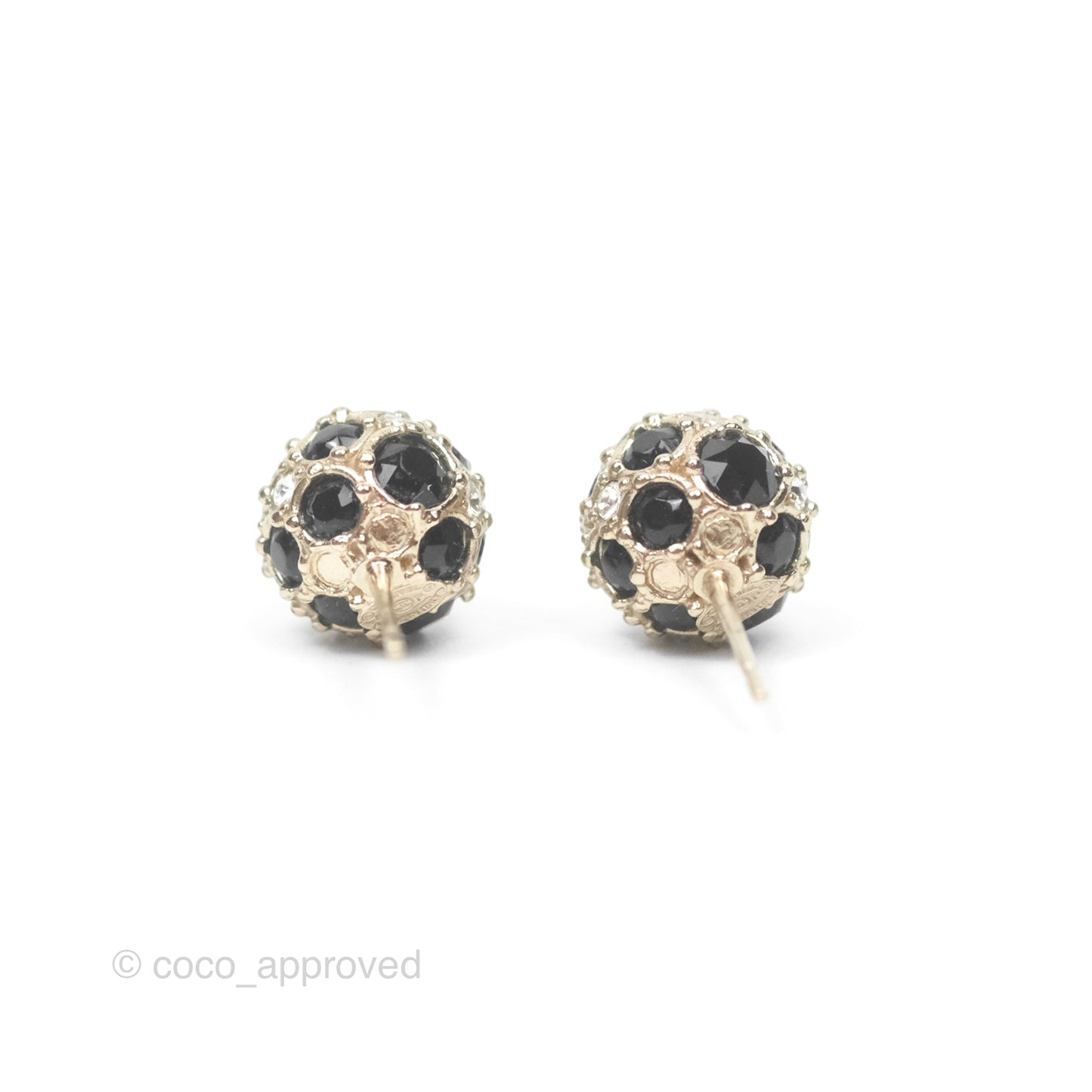 Chanel Crystal Black Resin Ball Earrings 19P