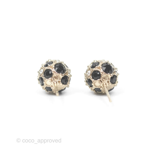Chanel Crystal Black Resin Ball Earrings 19P