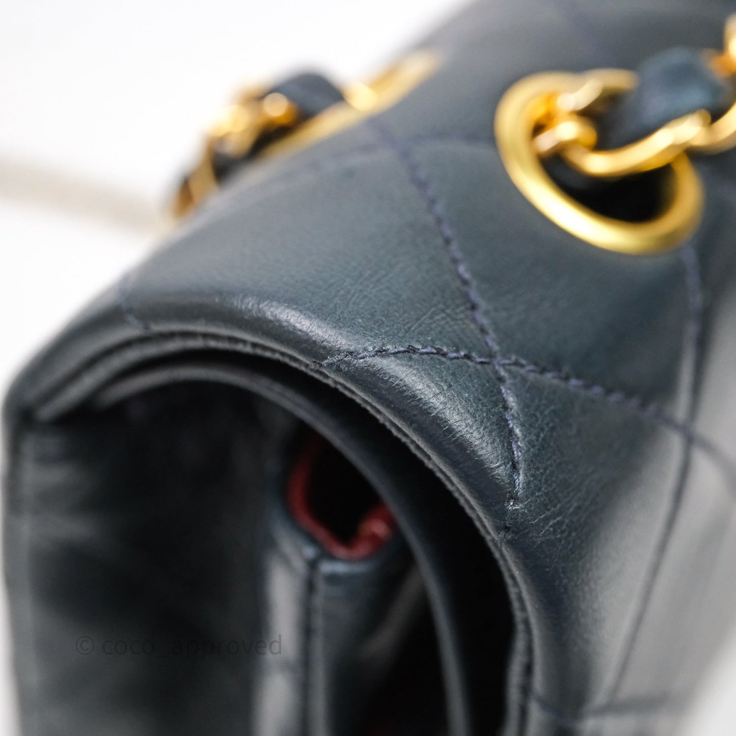 Chanel Vintage M/L Lambskin Medium Double Flap Bag Navy 24K Gold Hardware