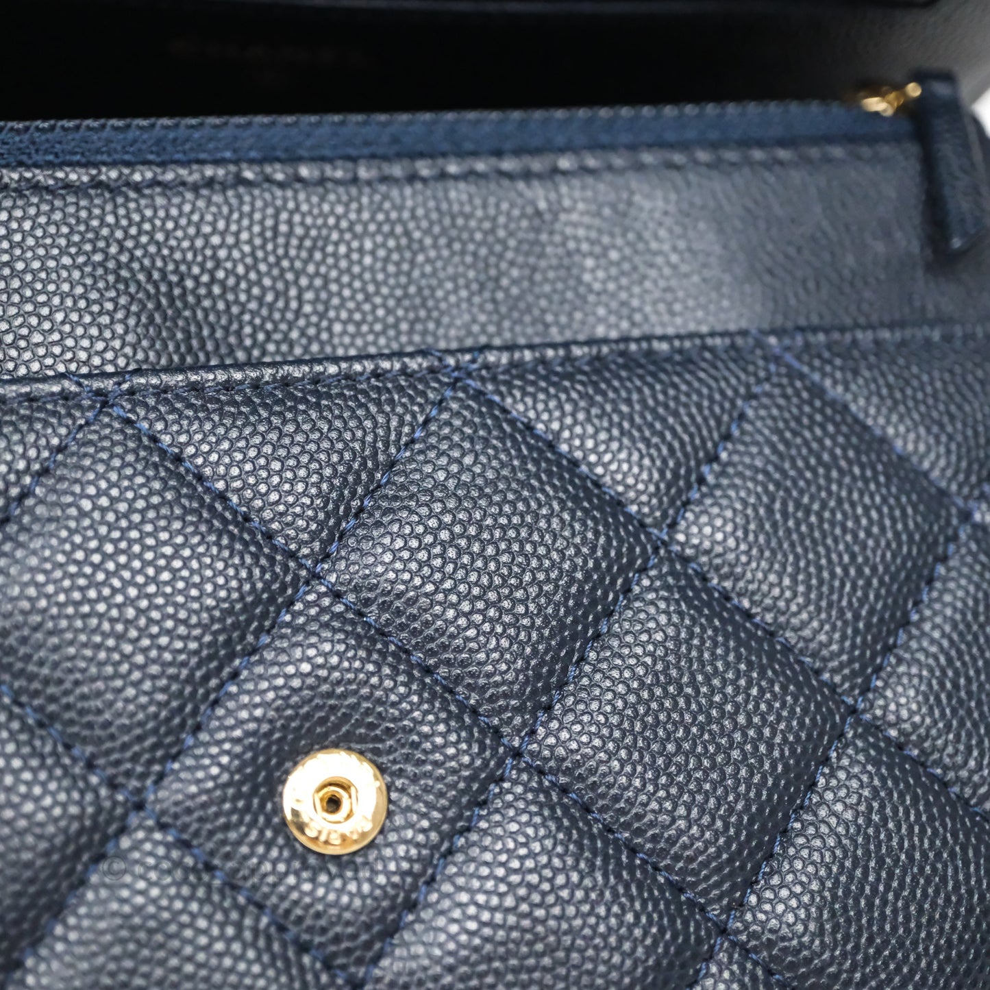 Chanel Classic Wallet On Chain WOC Quilted Navy Caviar Gold Hardware