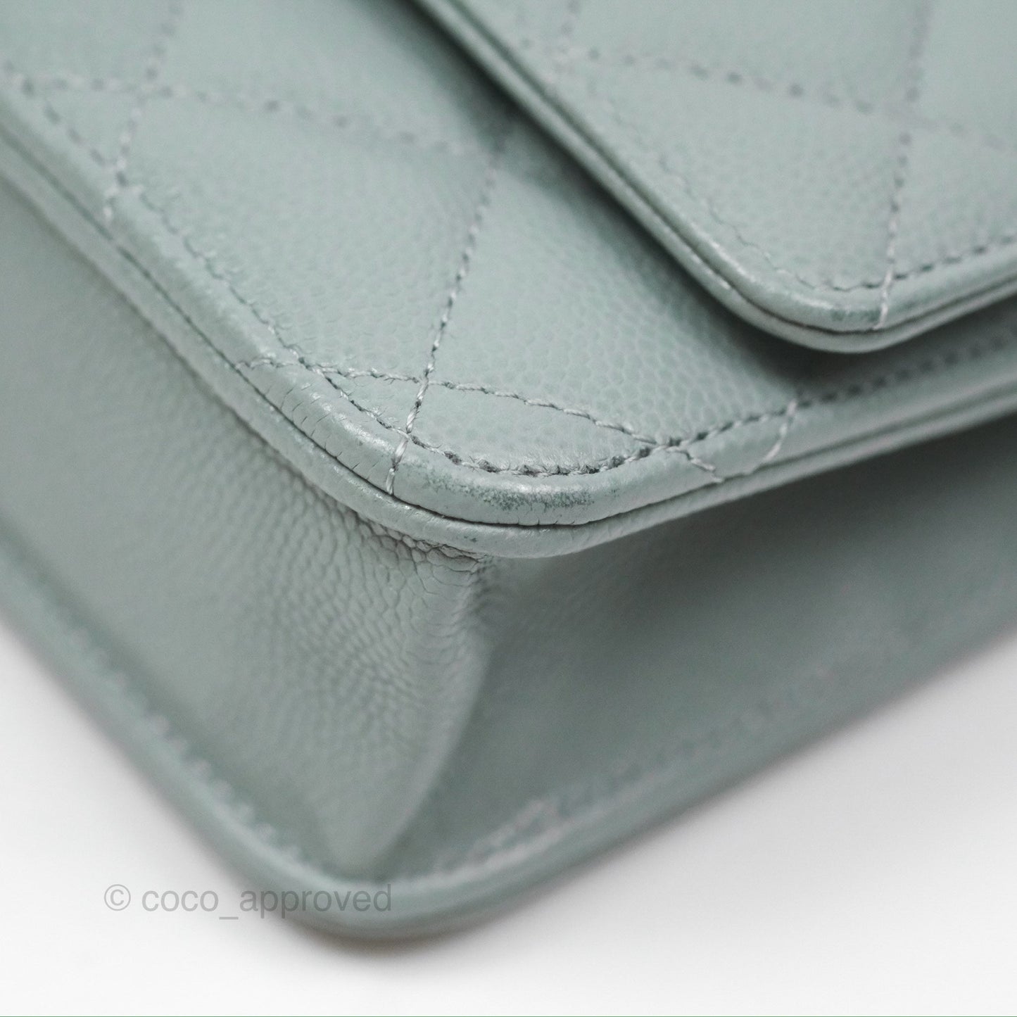 Chanel Quilted Classic Wallet on Chain WOC Green Caviar Silver Hardware