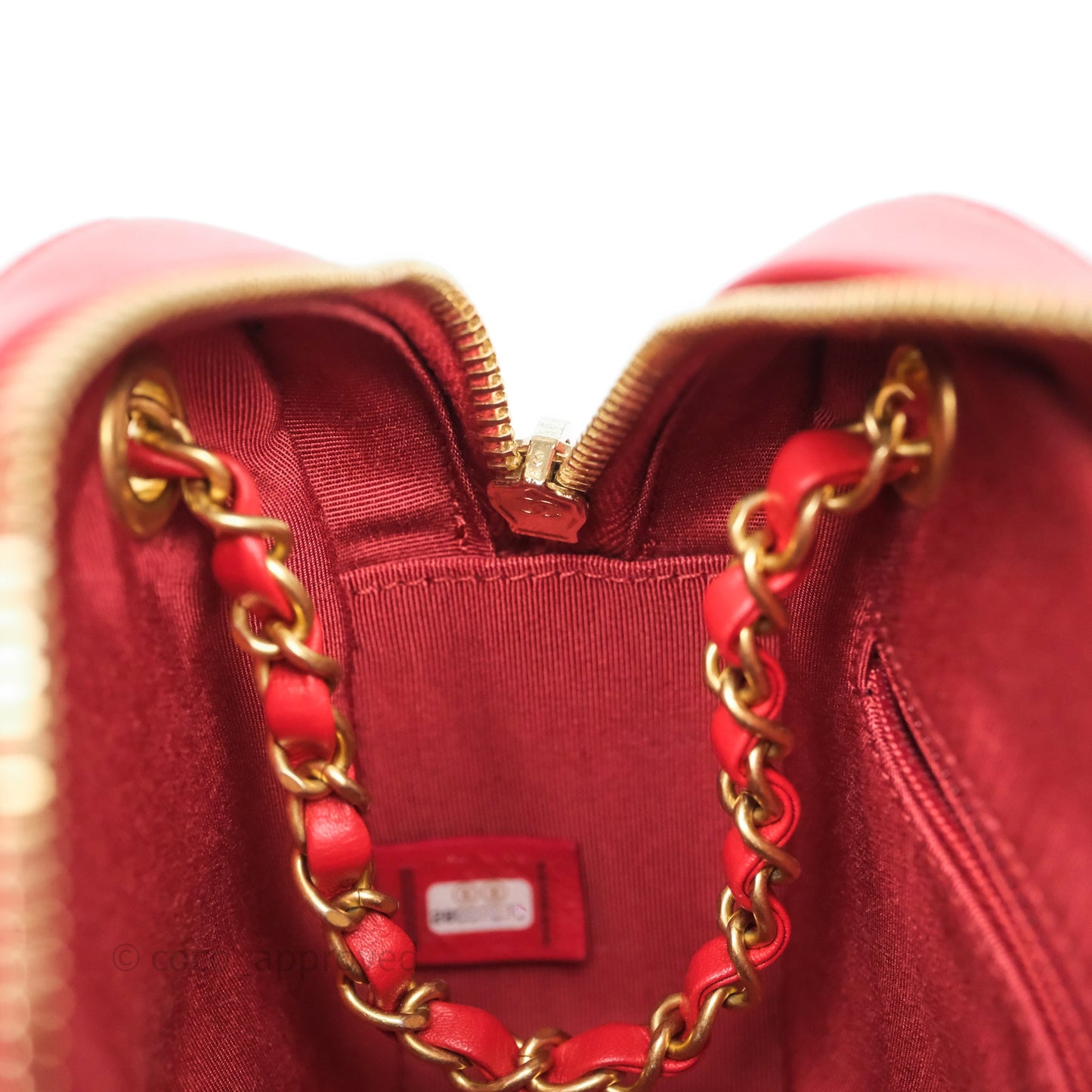 Chanel Infinity Camera Case Red Goatskin Aged Gold Hardware