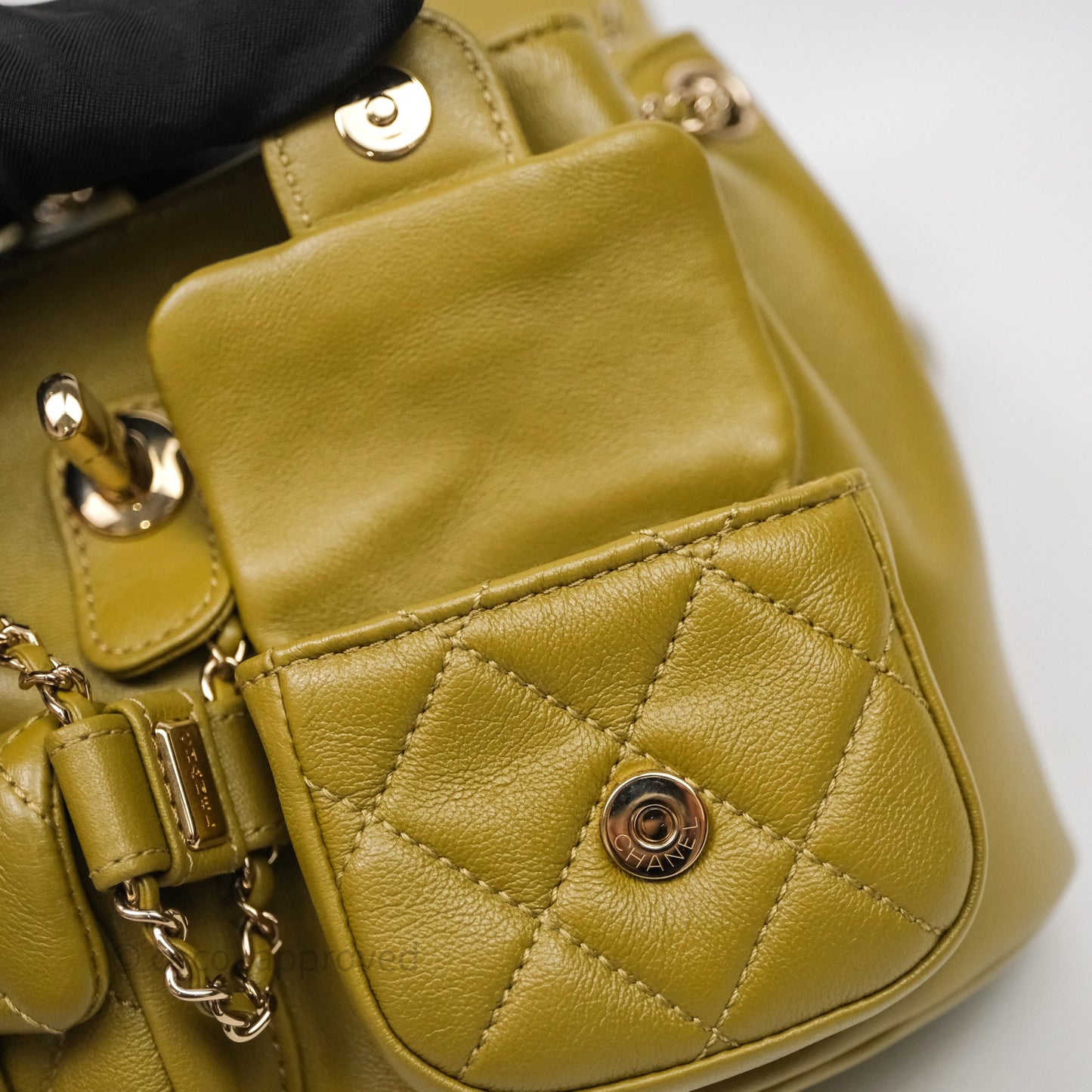 Chanel Mini Duma Backpack Olive Green Calfskin Gold Hardware