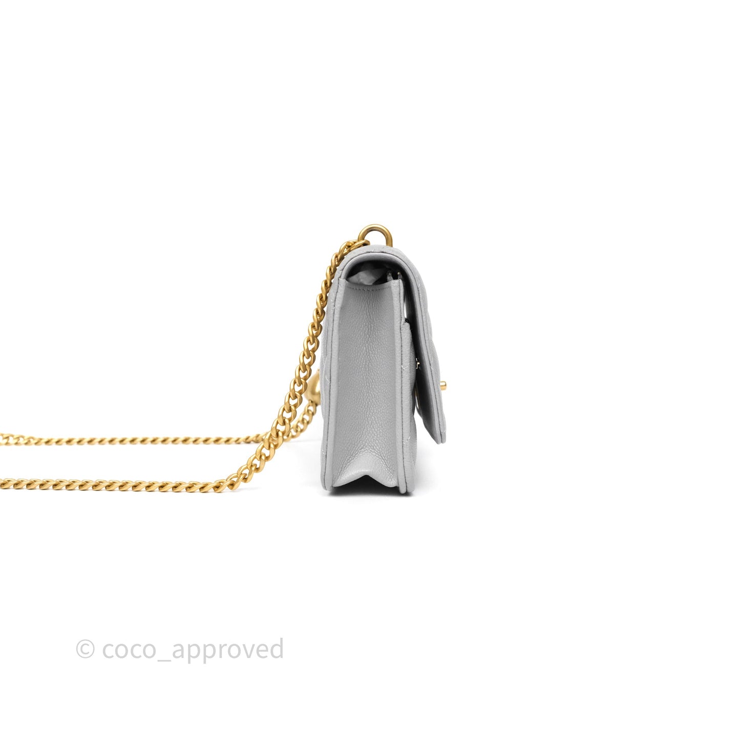 Chanel Heart Adjustable Chain WOC Grey Caviar Aged Gold Hardware