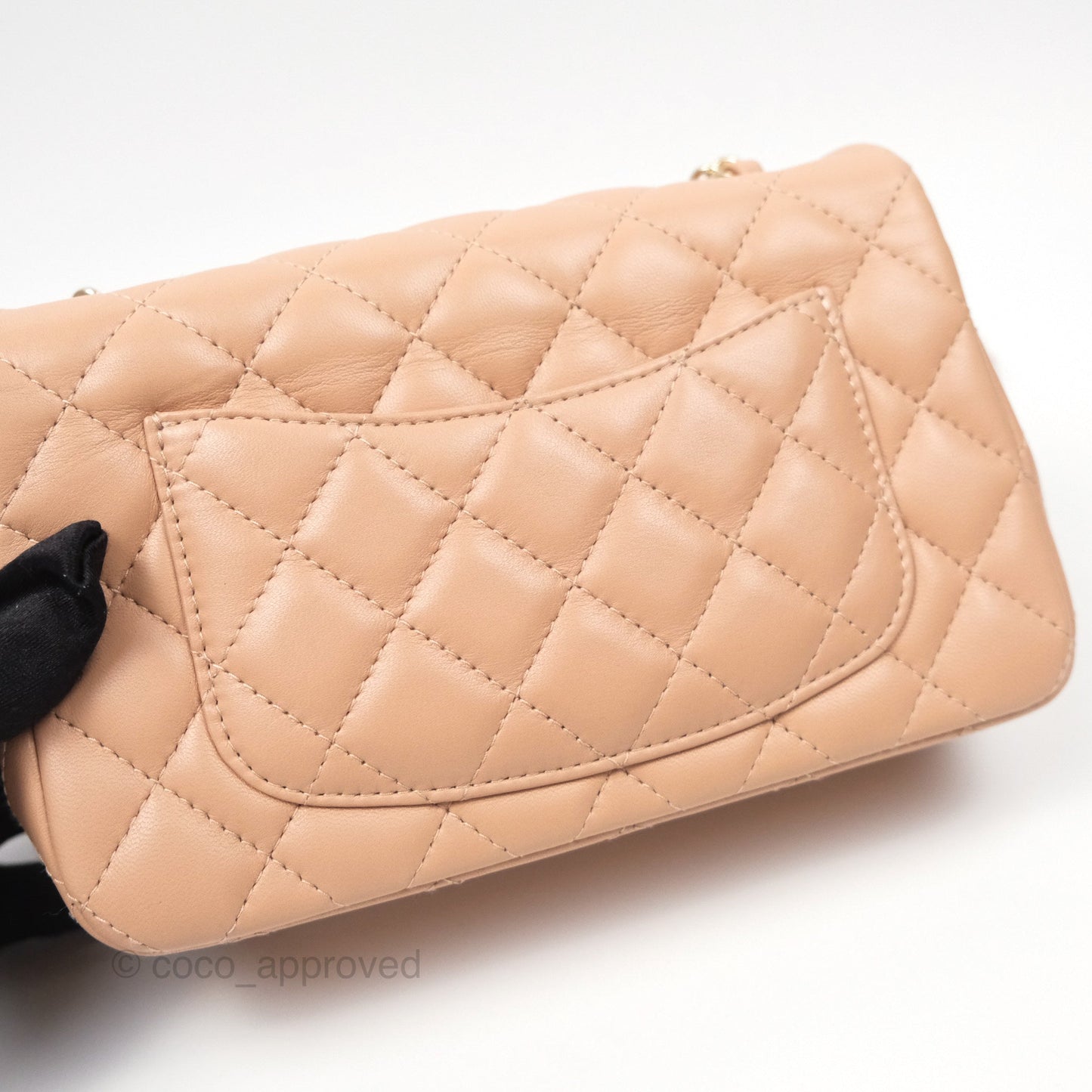 Chanel Quilted Mini Rectangular Flap Beige Lambskin Gold Hardware