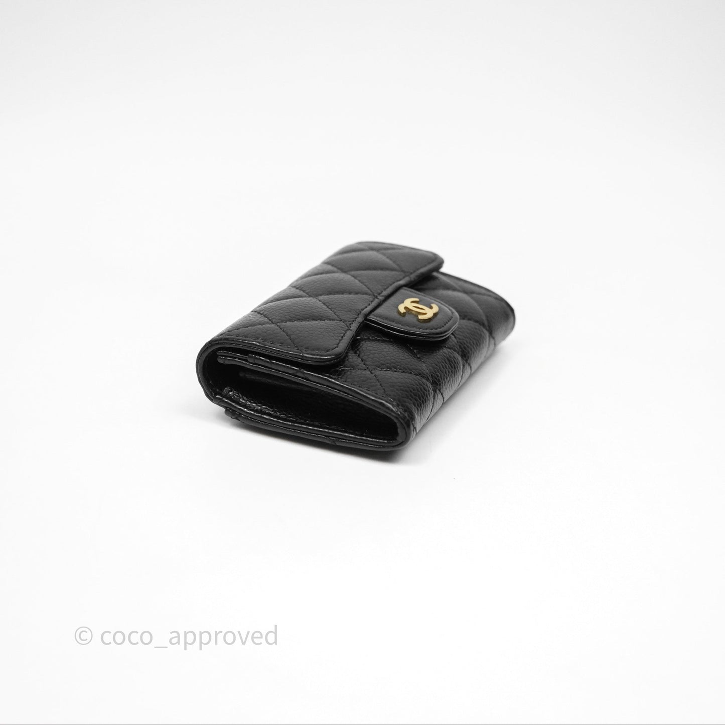 Chanel Quilted Flap Card Holder Caviar Black Gold Hardware