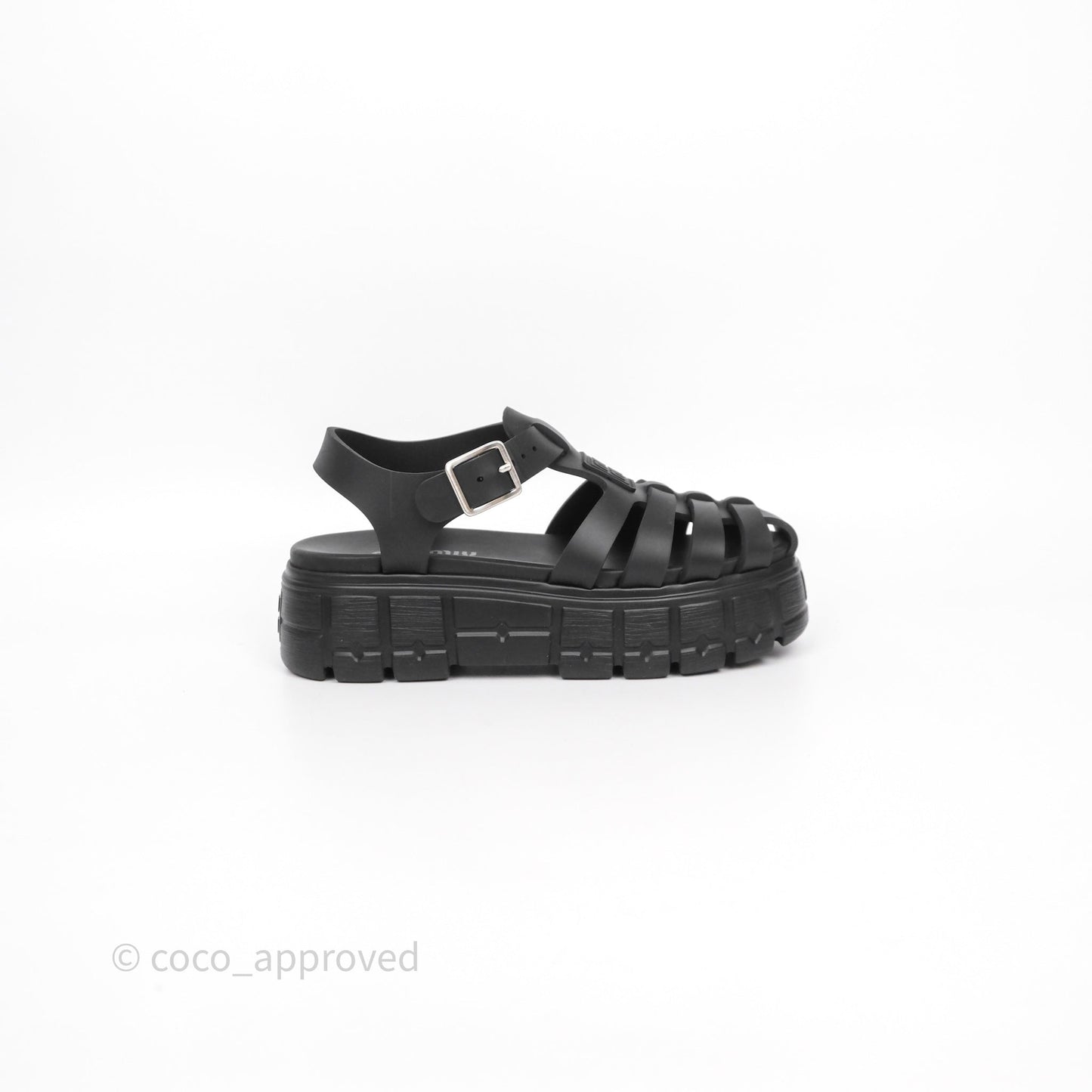 Miu Miu Soft Cage Flatform Sandal Black Size 36