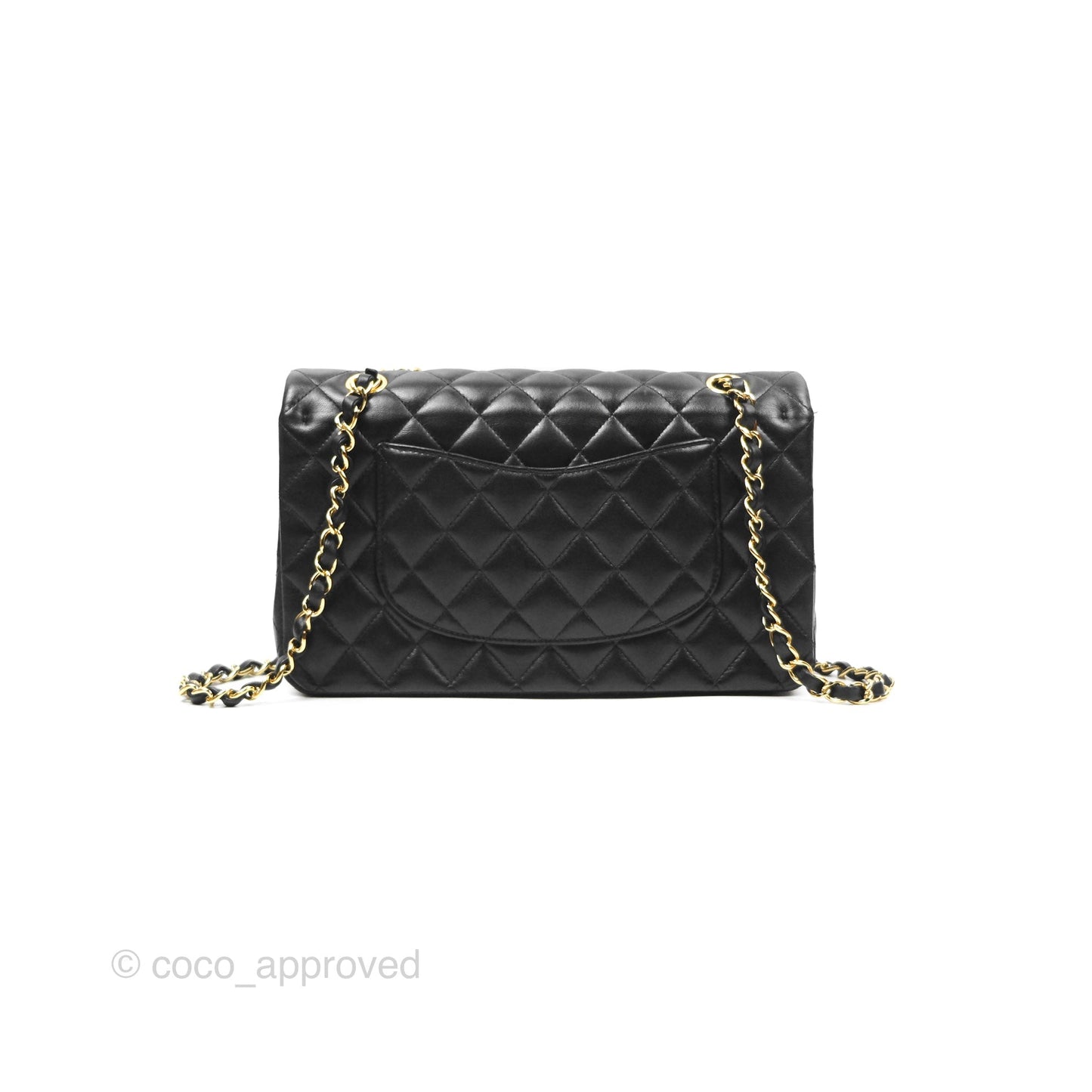 Chanel Classic M/L Medium Flap Quilted Black Lambskin Gold Hardware