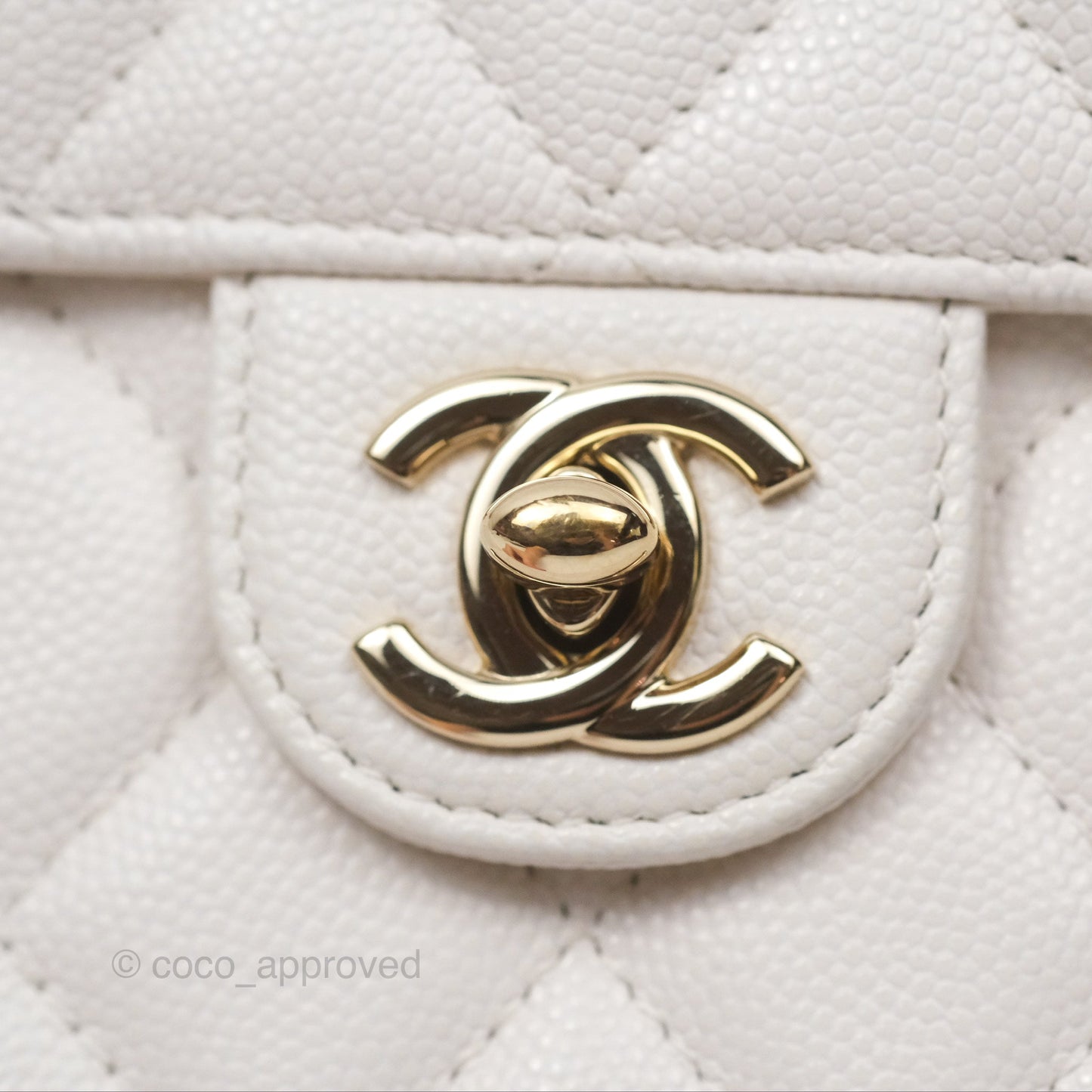 Chanel Classic Quilted Phone Holder White Caviar Gold Hardware