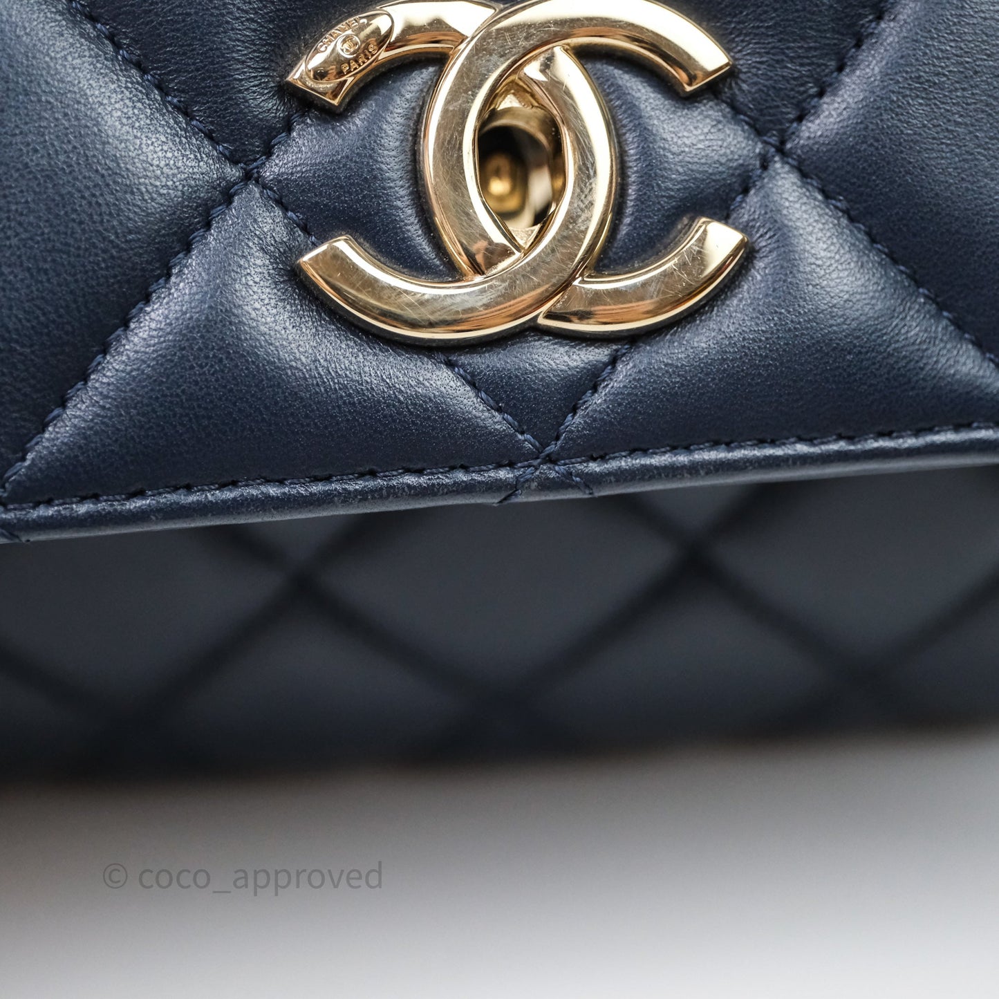 Chanel Small Trendy CC Navy Lambskin Gold Hardware