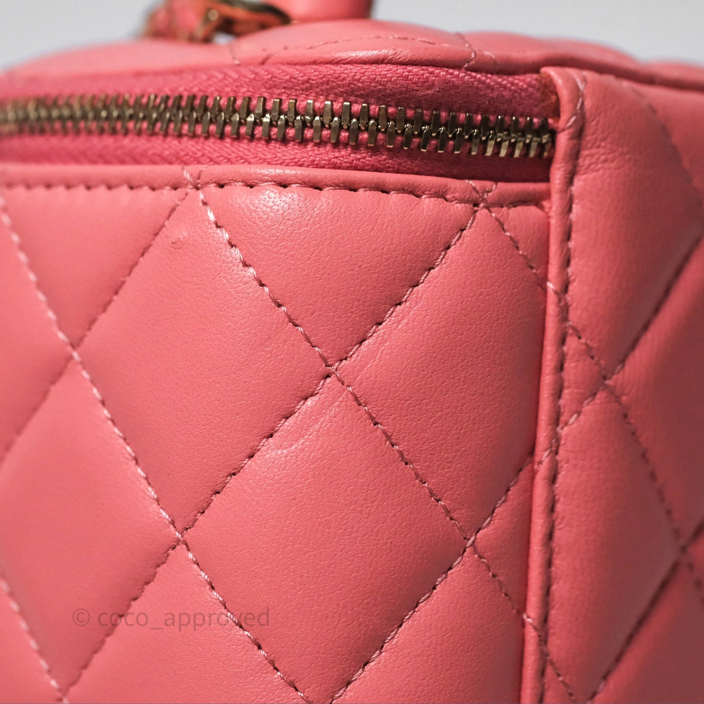 Chanel Vanity Rectangular Top Handle Pink Lambskin Gold Hardware
