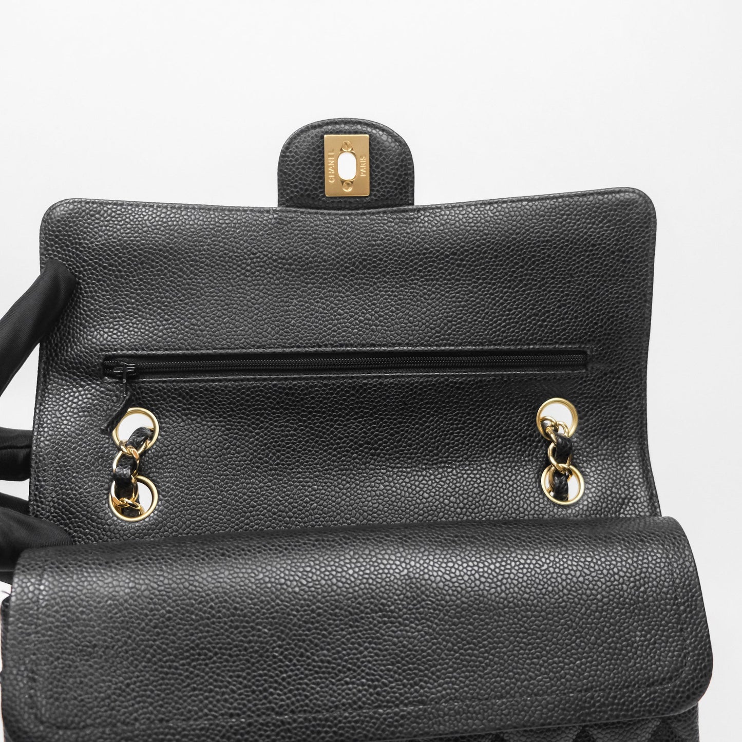 Chanel Classic Medium Flap Quilted Black Caviar Gold Hardware