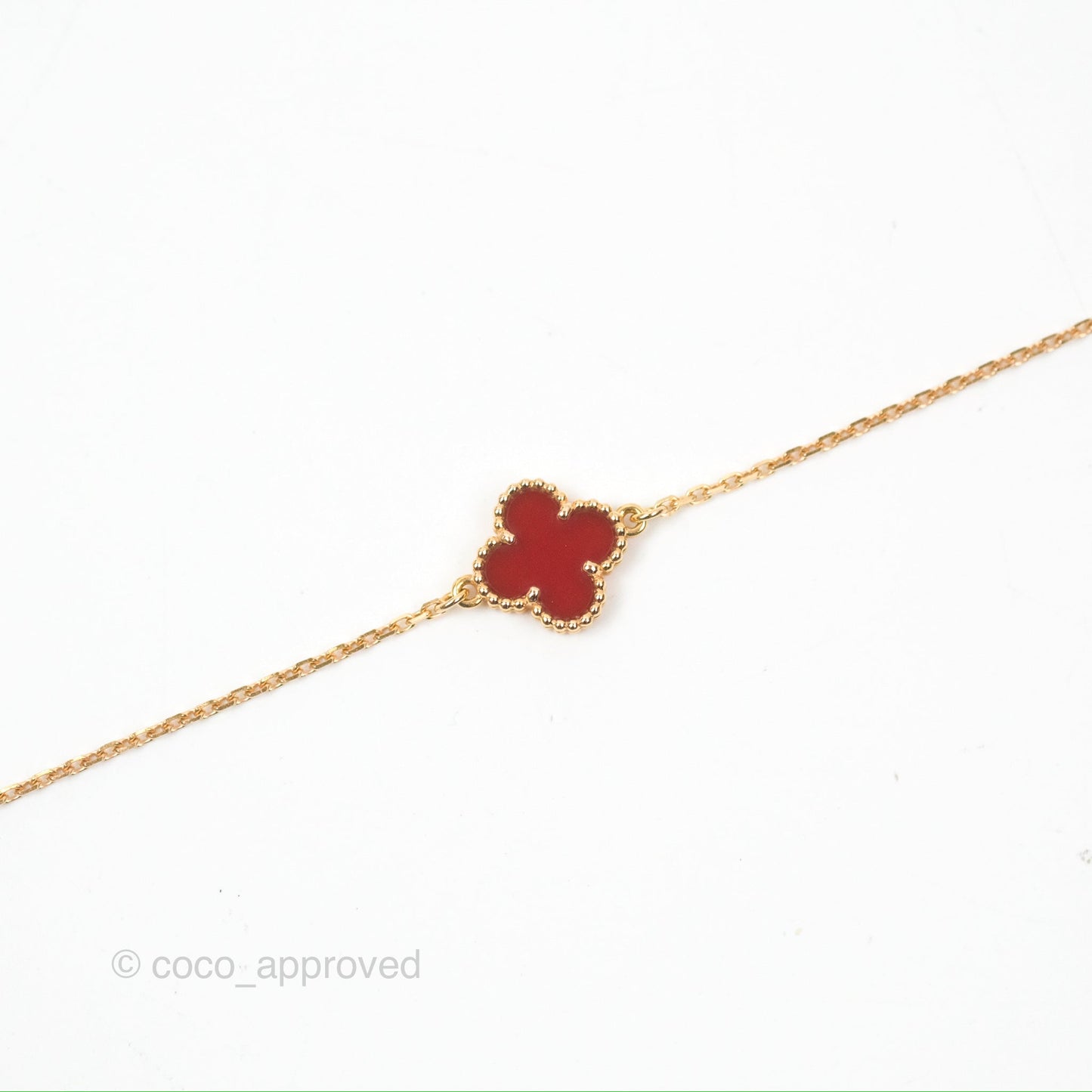 Van Cleef & Arpels Sweet Alhambra Bracelet Rose Gold Red Carnelian