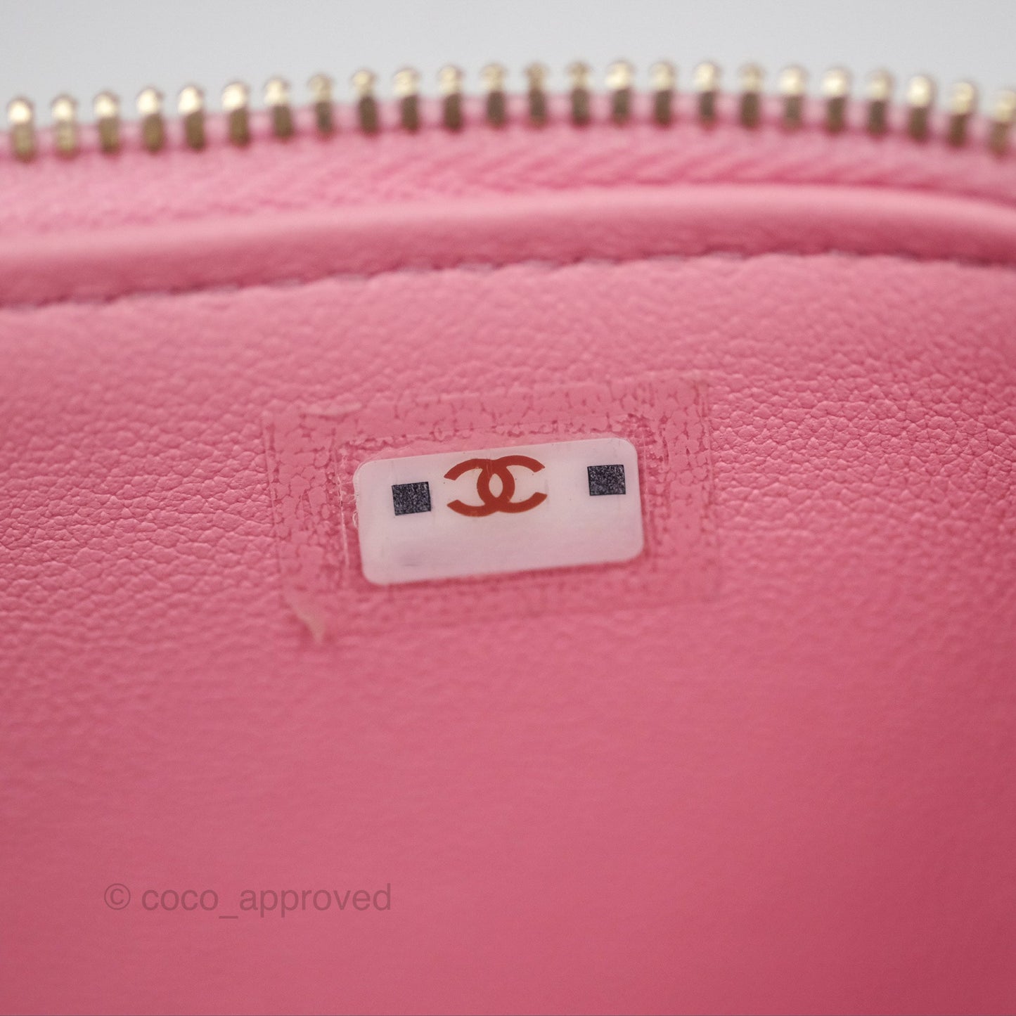 Chanel Vanity Rectangular with Top Handle Pink Lambskin Aged Gold Hardware