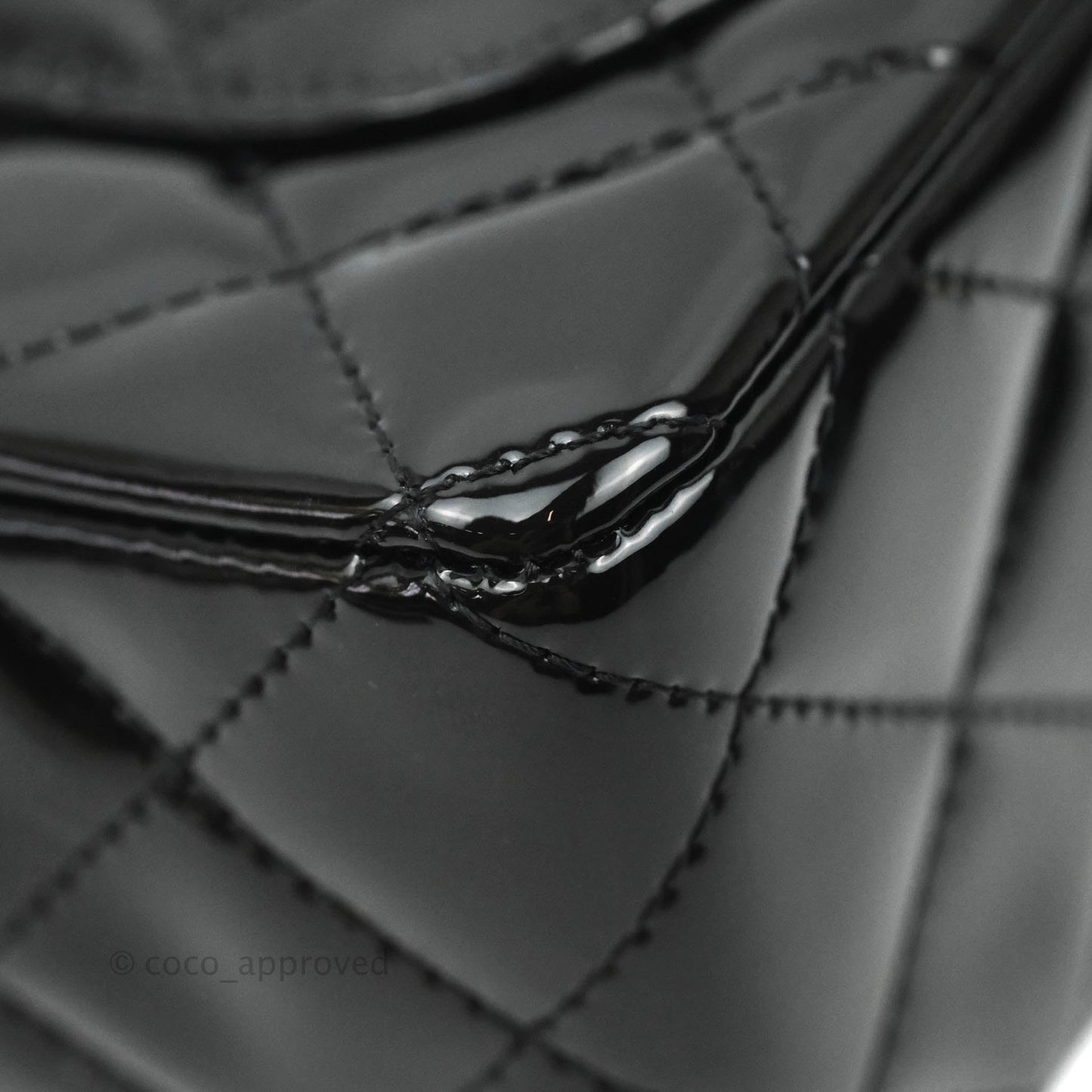 Chanel Quilted Mini Rectangular Black Patent Gold Hardware