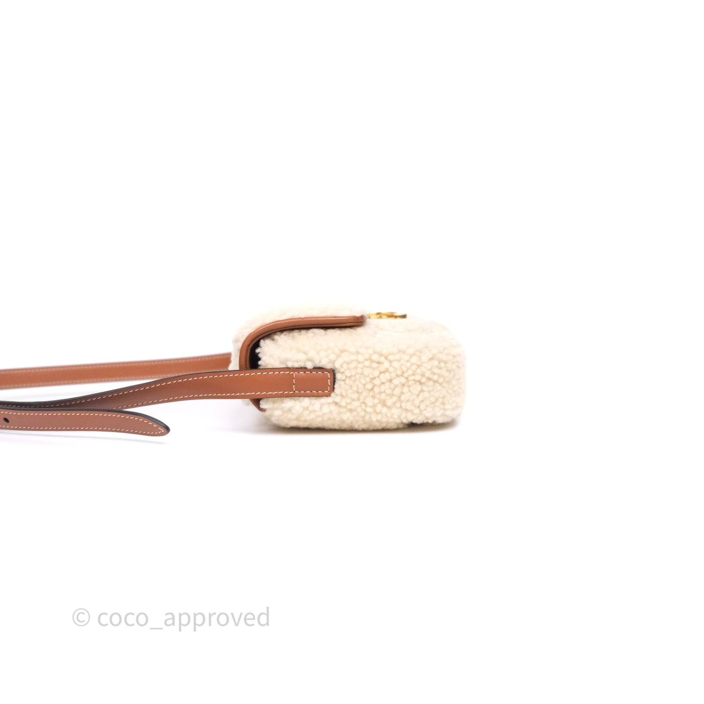 Celine Triomphe Shoulder Bag Beige Shearling