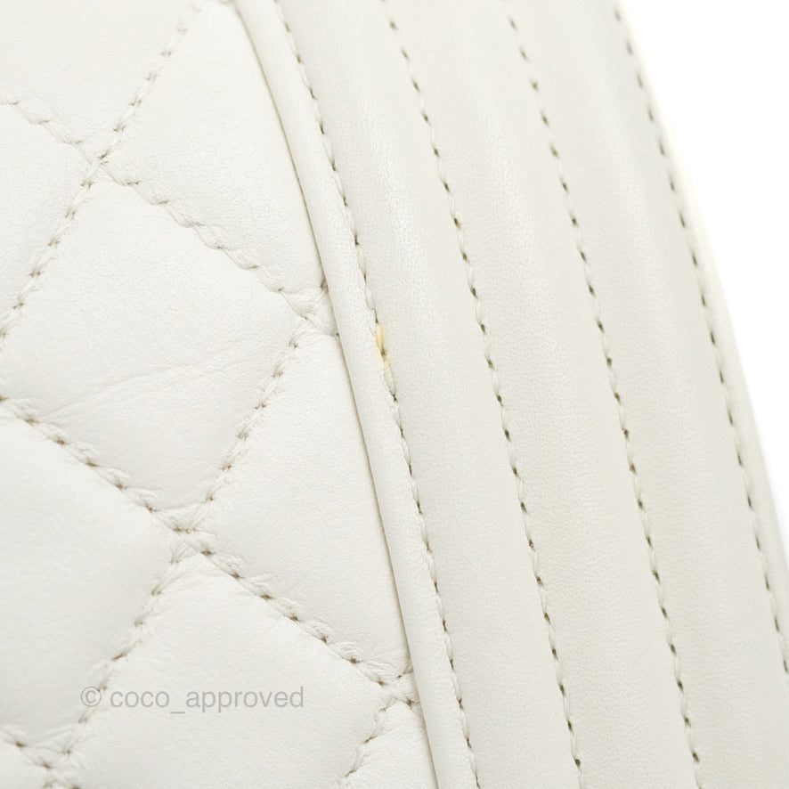 Chanel Medium Boy Bag White Calfskin Gold Hardware