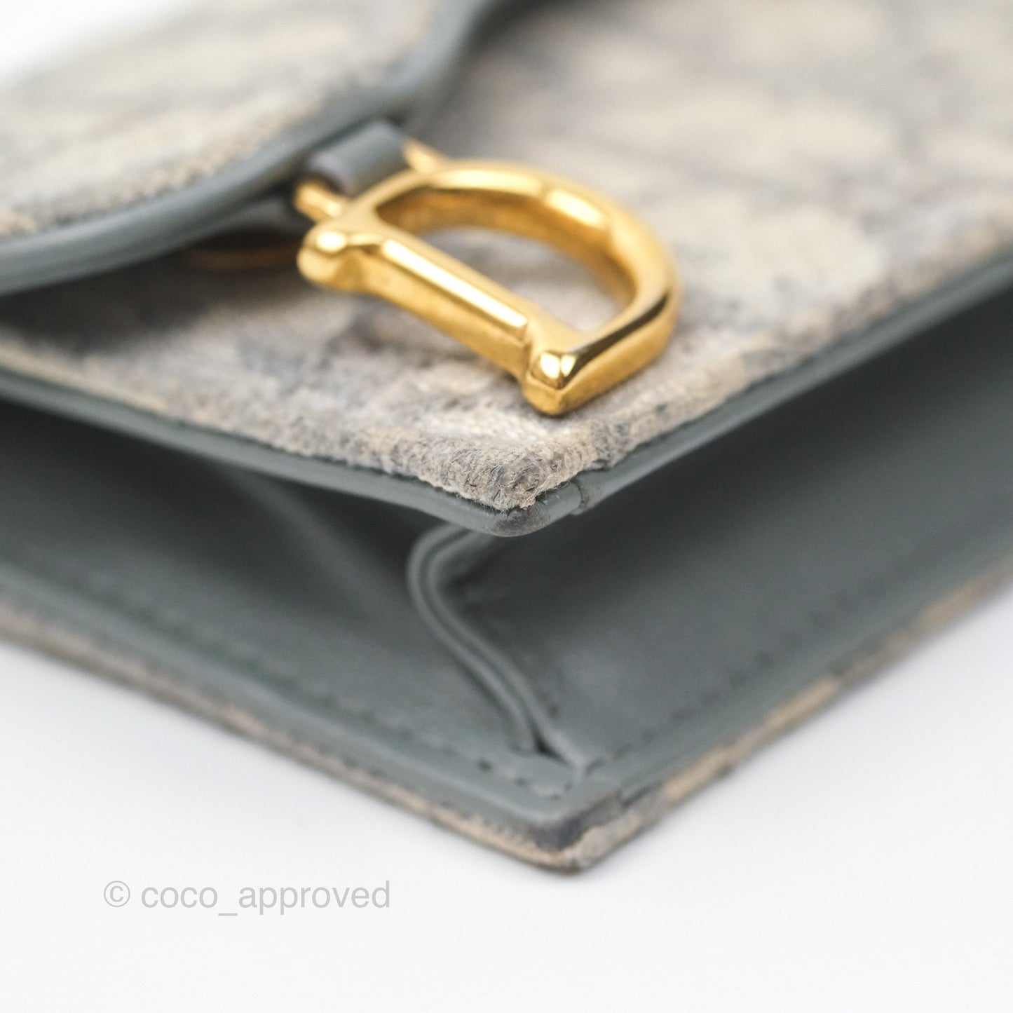 Christian Dior Saddle Bloom Card Holder Gray Dior Oblique Jacquard