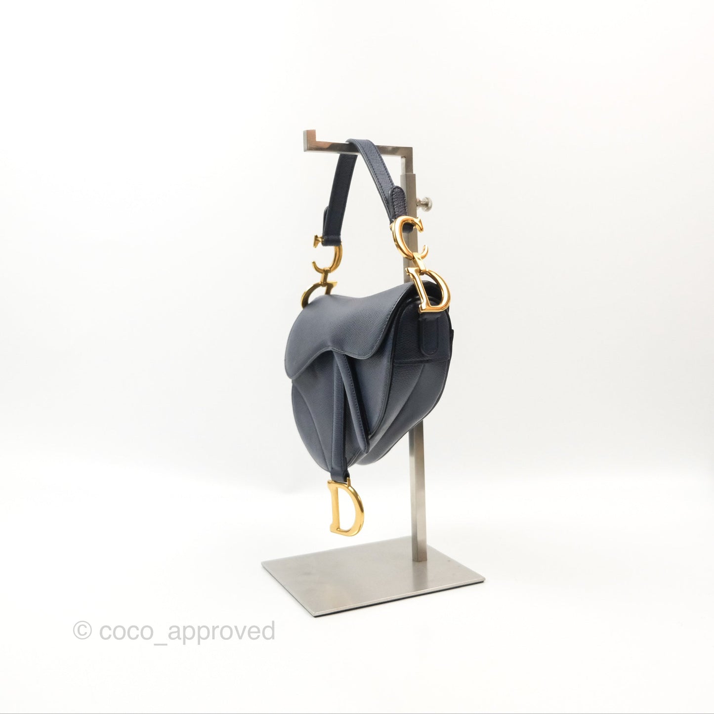 Christian Dior Mini Saddle Bag Navy Grained Calfskin Gold Hardware