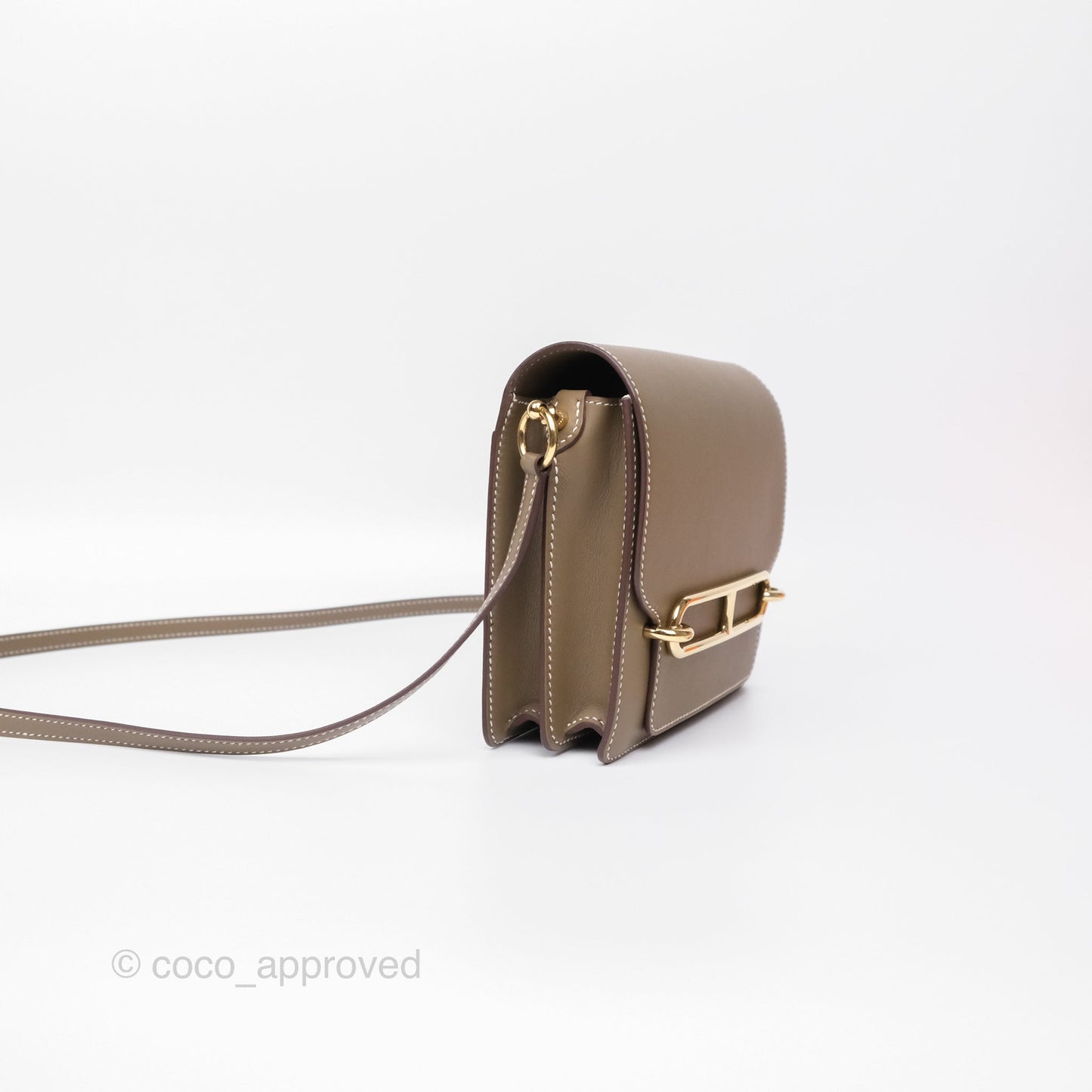 Hermès Roulis Mini 18 Etoupe 18 Swift Gold Hardware