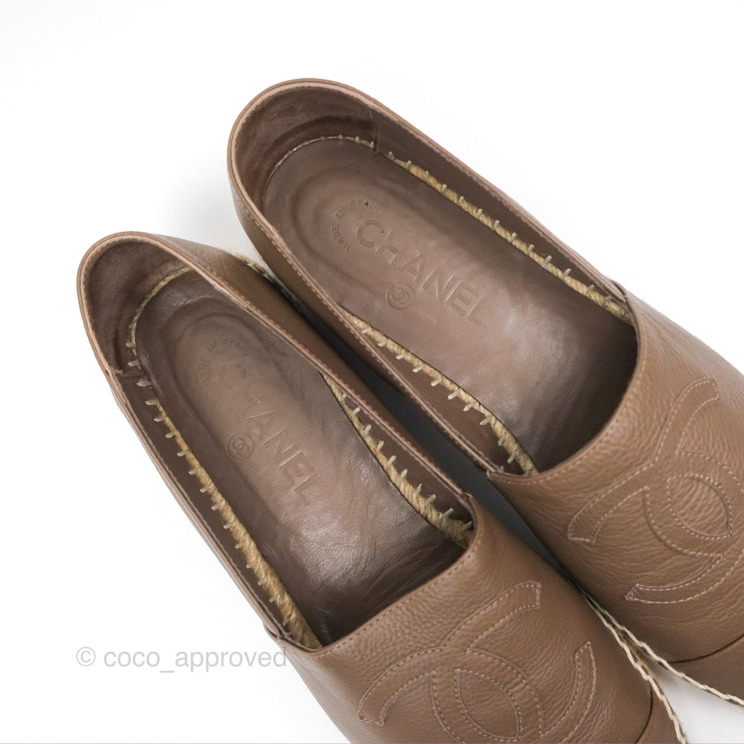 Chanel Espadrille Brown Leather Size 40