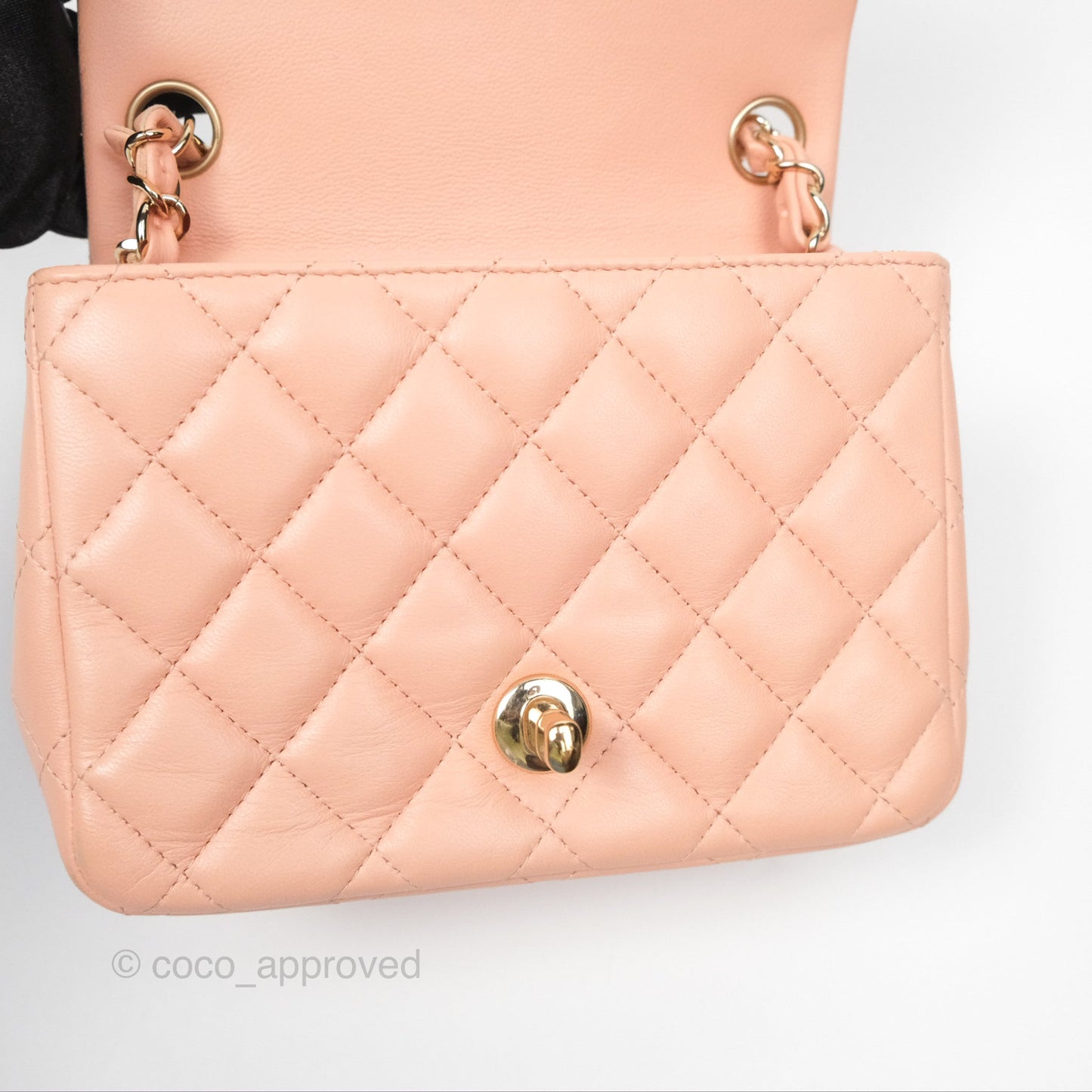 Chanel Quilted Mini Square Lambskin Light Beige Pink Gold Hardware