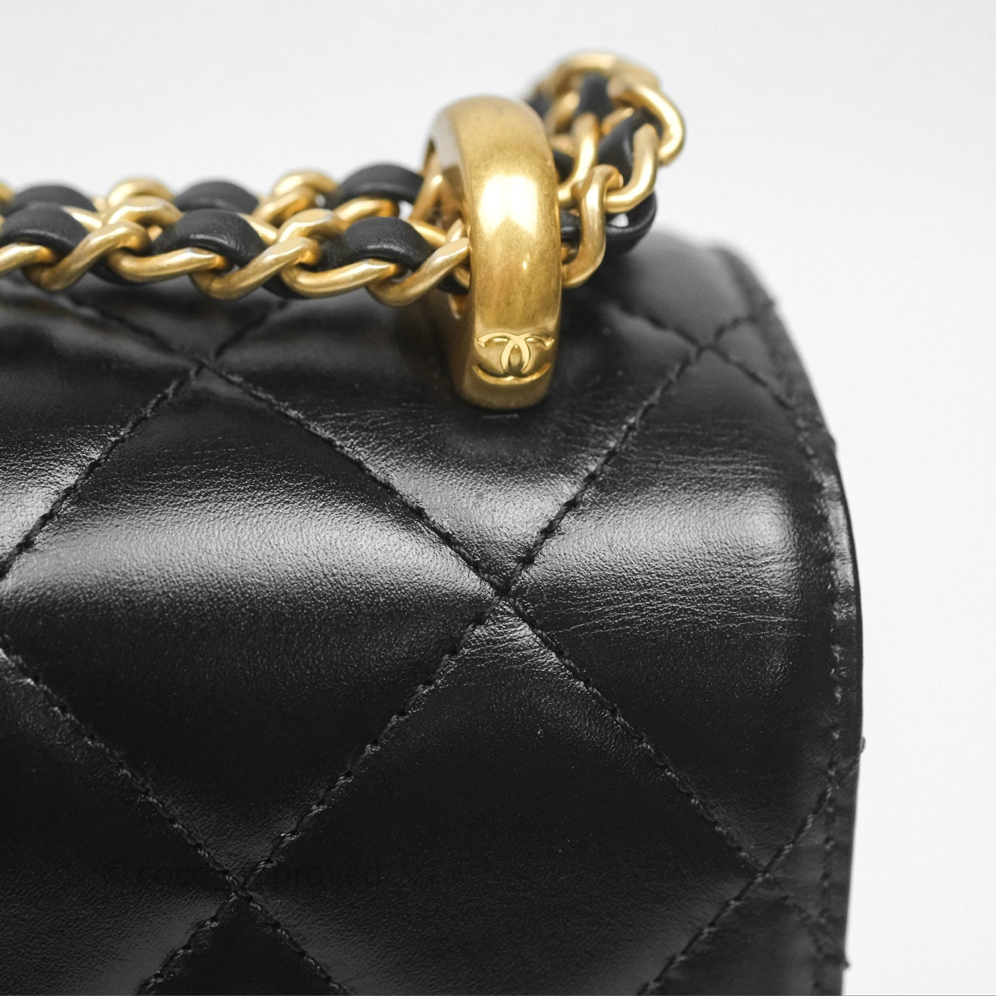 Chanel Quilted Small Perfect Fit Adjustable Black Calfskin Aged Gold Hardware