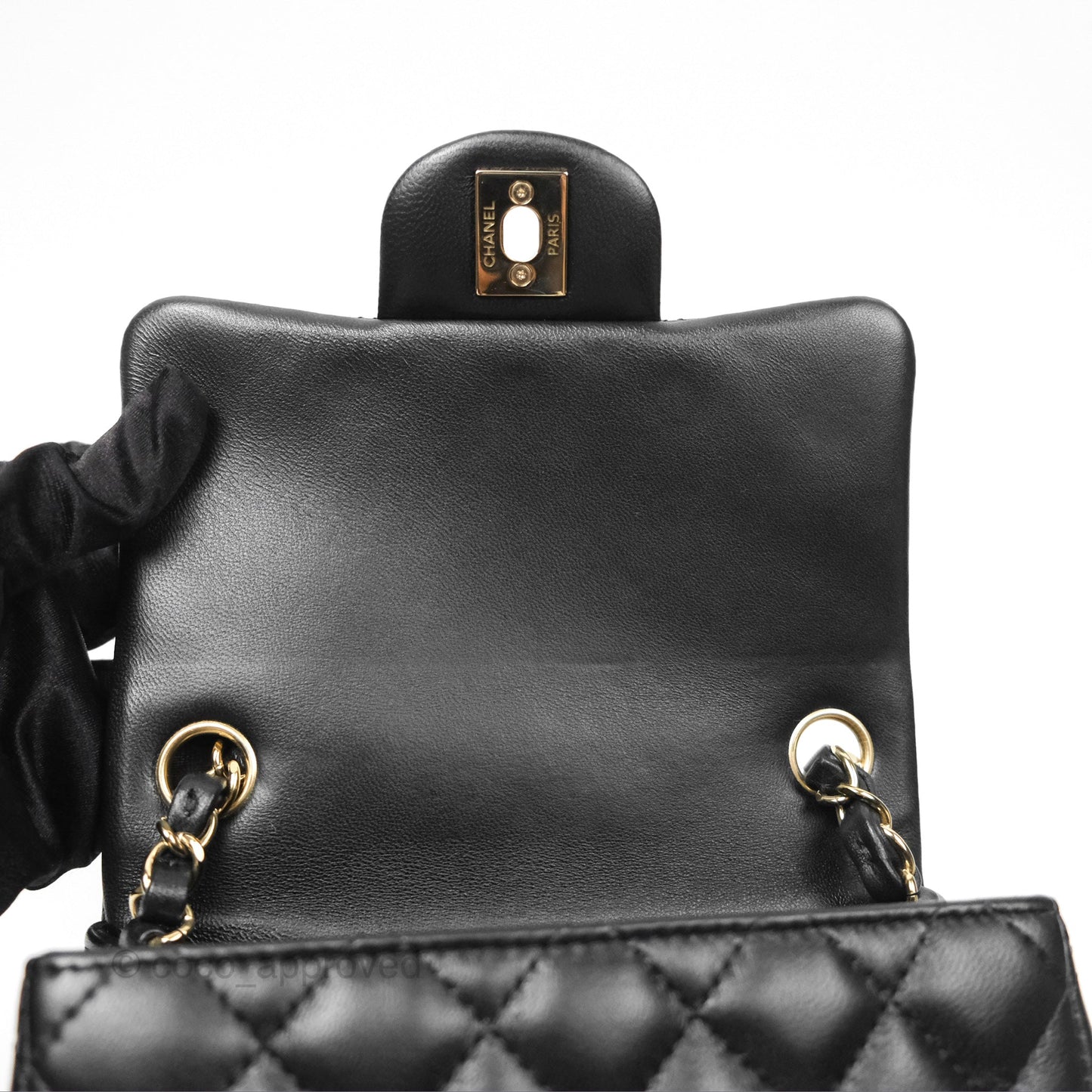 Chanel Mini Square Flap Bag Quilted Black Lambskin Gold Hardware