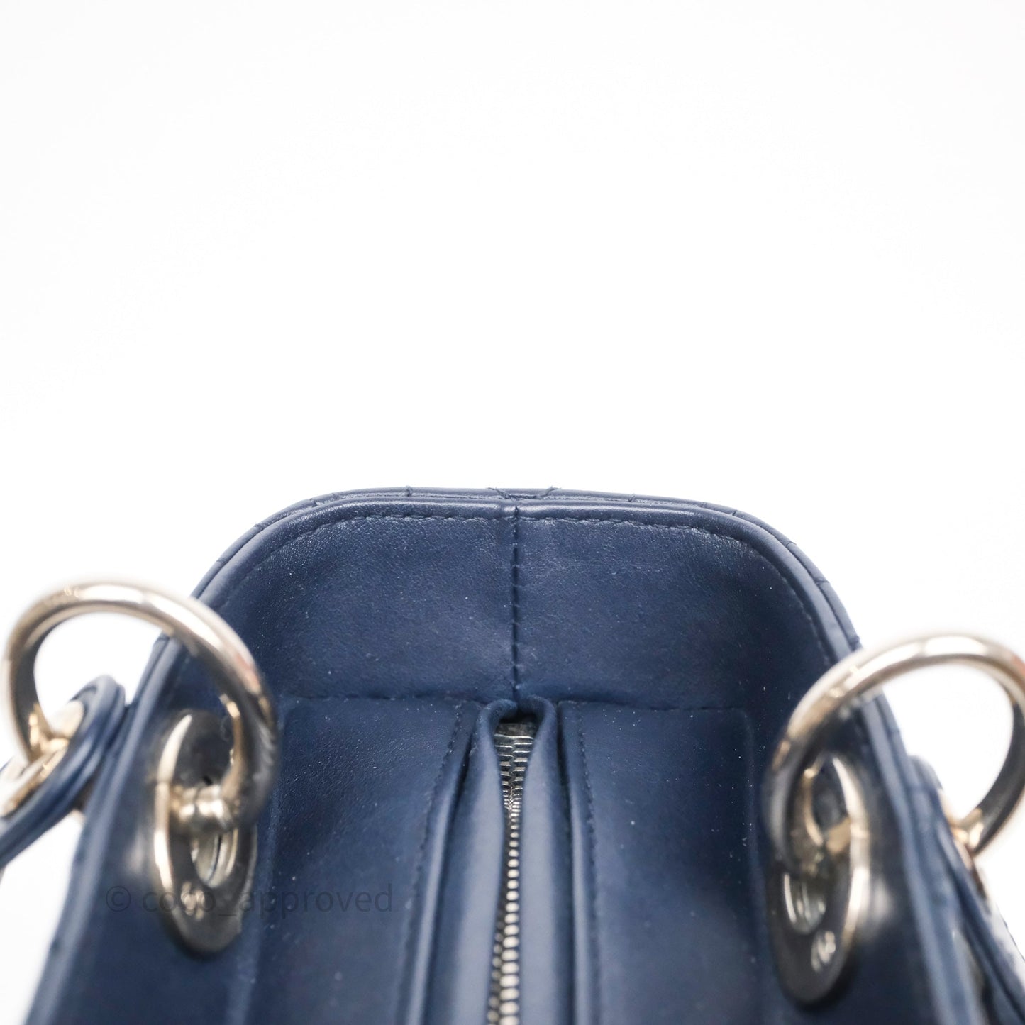 Christian Dior Medium Lady Dior Navy Lambskin Silver Hardware
