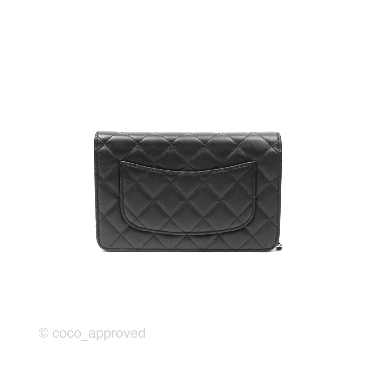 Chanel Quilted Classic Wallet on Chain WOC Black Lambskin Silver Hardware