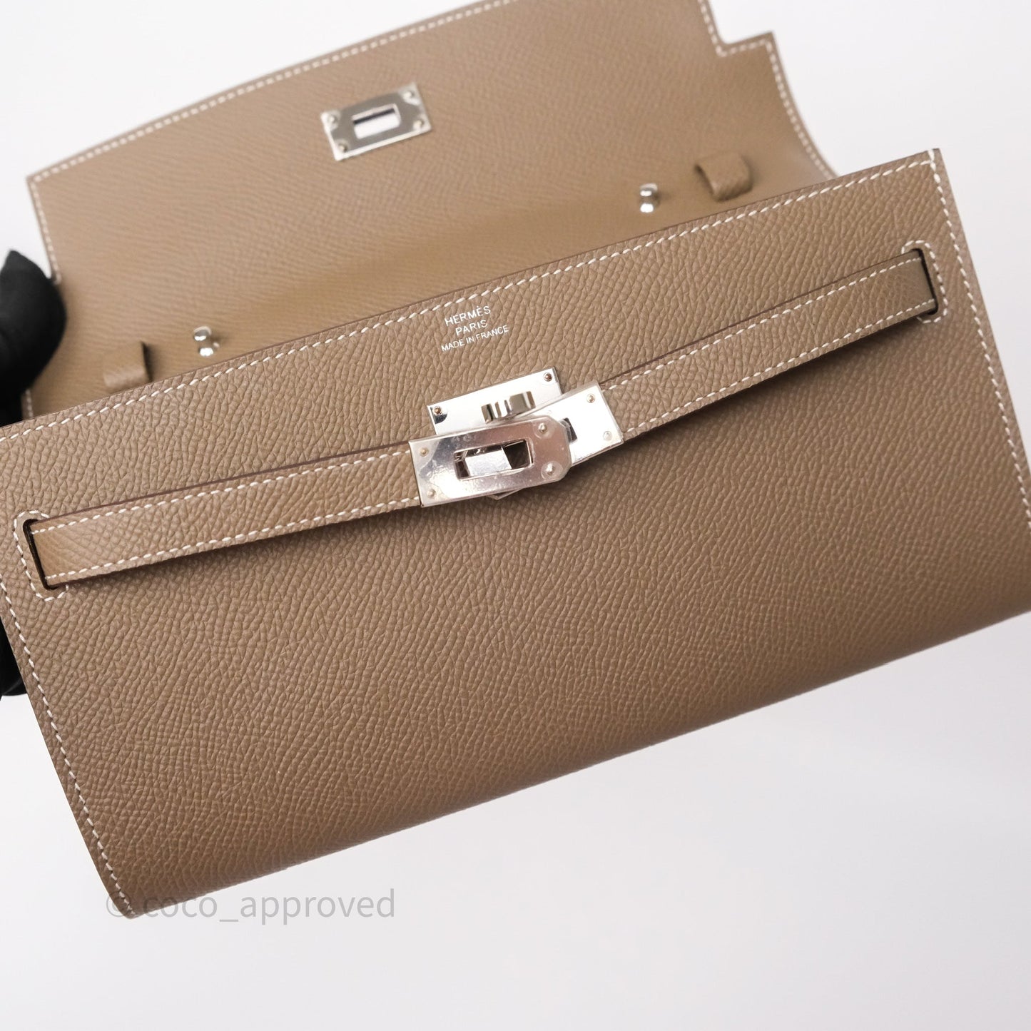 Hermès Kelly To Go Wallet Etoupe 18 Epsom Palladium Hardware