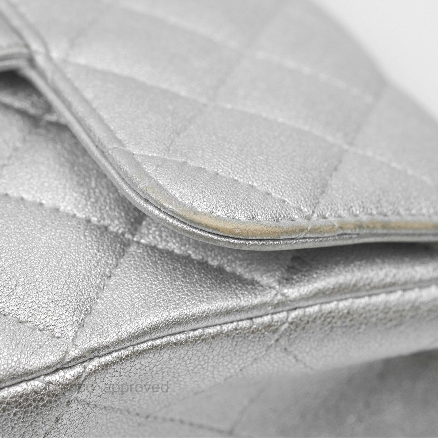 Chanel Classic Quilted Mini Square Flap Silver Lambskin Silver Hardware