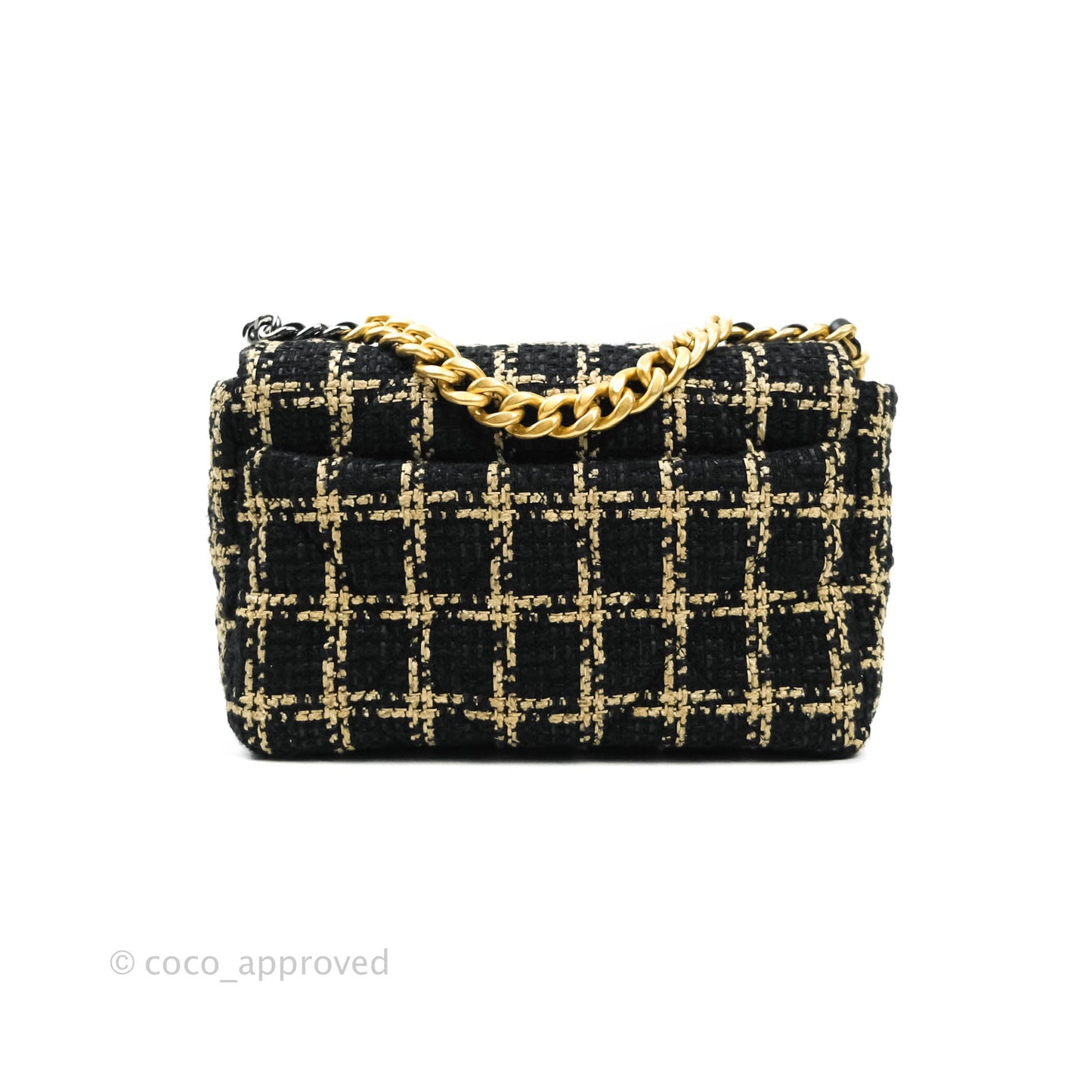 Chanel 19 Small Tweed Black and Gold Mixed Hardware