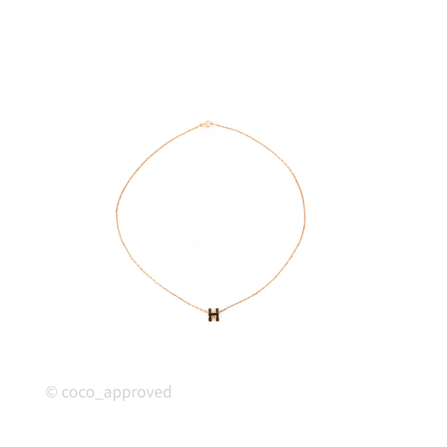 Hermès Mini Pop H Pendant Necklace Black Noir Rose Gold Hardware
