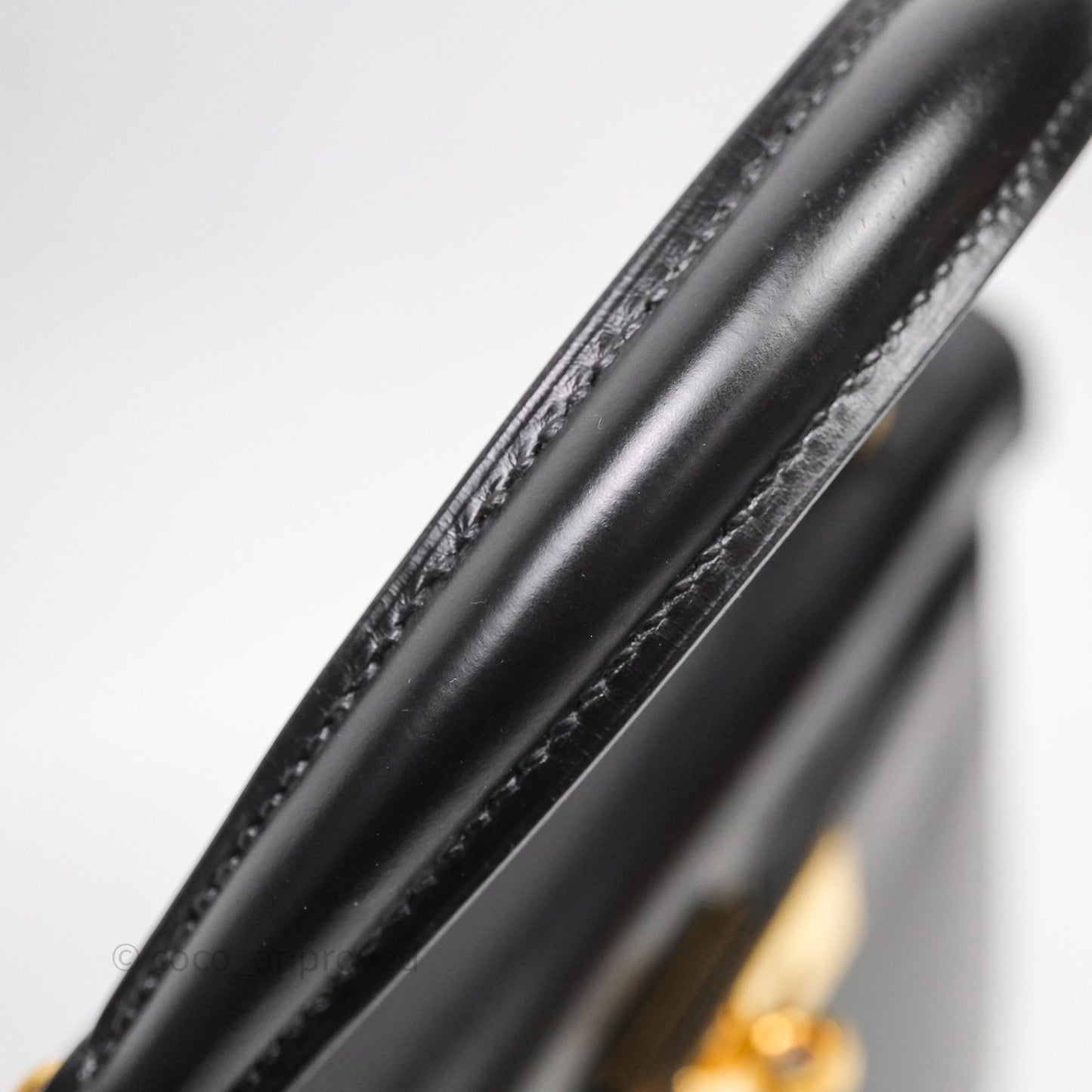 Hermès Vintage Kelly 28 Sellier Black Noir 89 Box Leather Gold Hardware