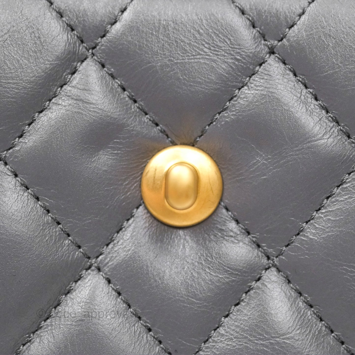 Chanel Kelly Bag Quilted Grey Shiny Calfskin Aged Gold Hardware