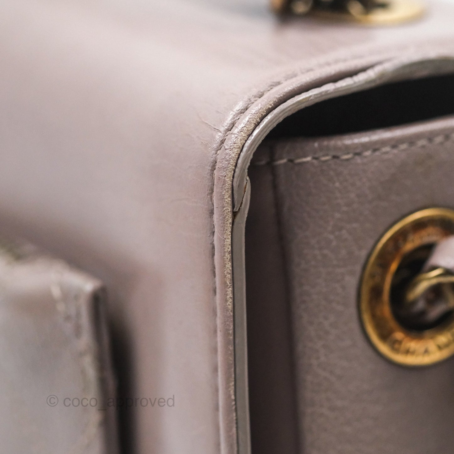 Chanel Coco Curve Flap Burnished Lilac Grey Calfskin Goatskin Antique Gold Hardware