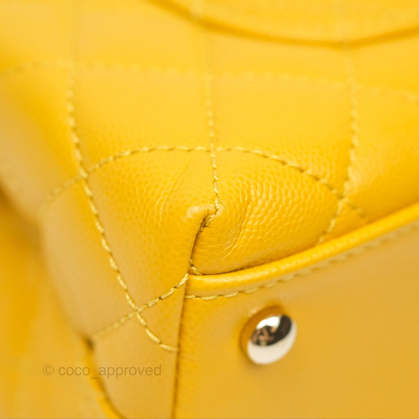 Chanel Small Coco Handle Mustard Yellow Caviar Gold Hardware