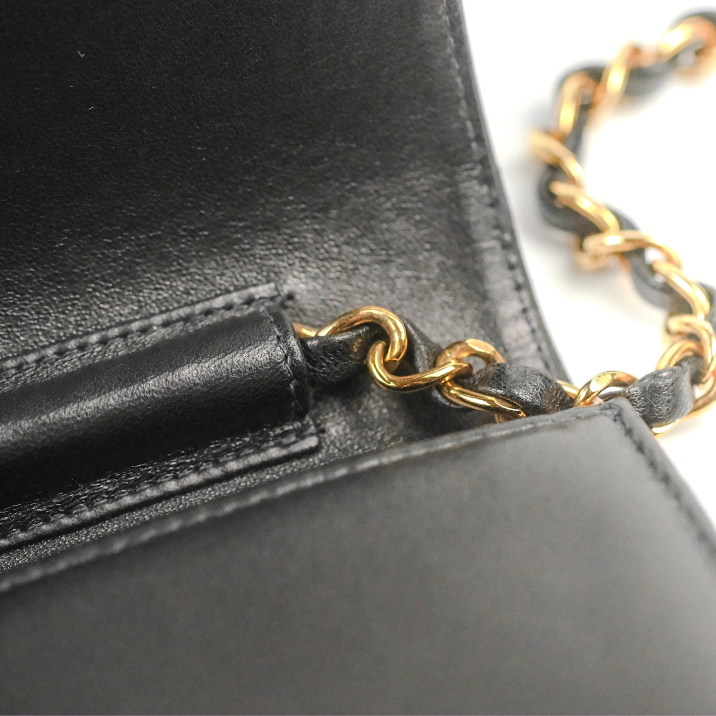 Chanel Vintage Full Flap Quilted Shoulder Bag Black Lambskin 24K Gold Hardware