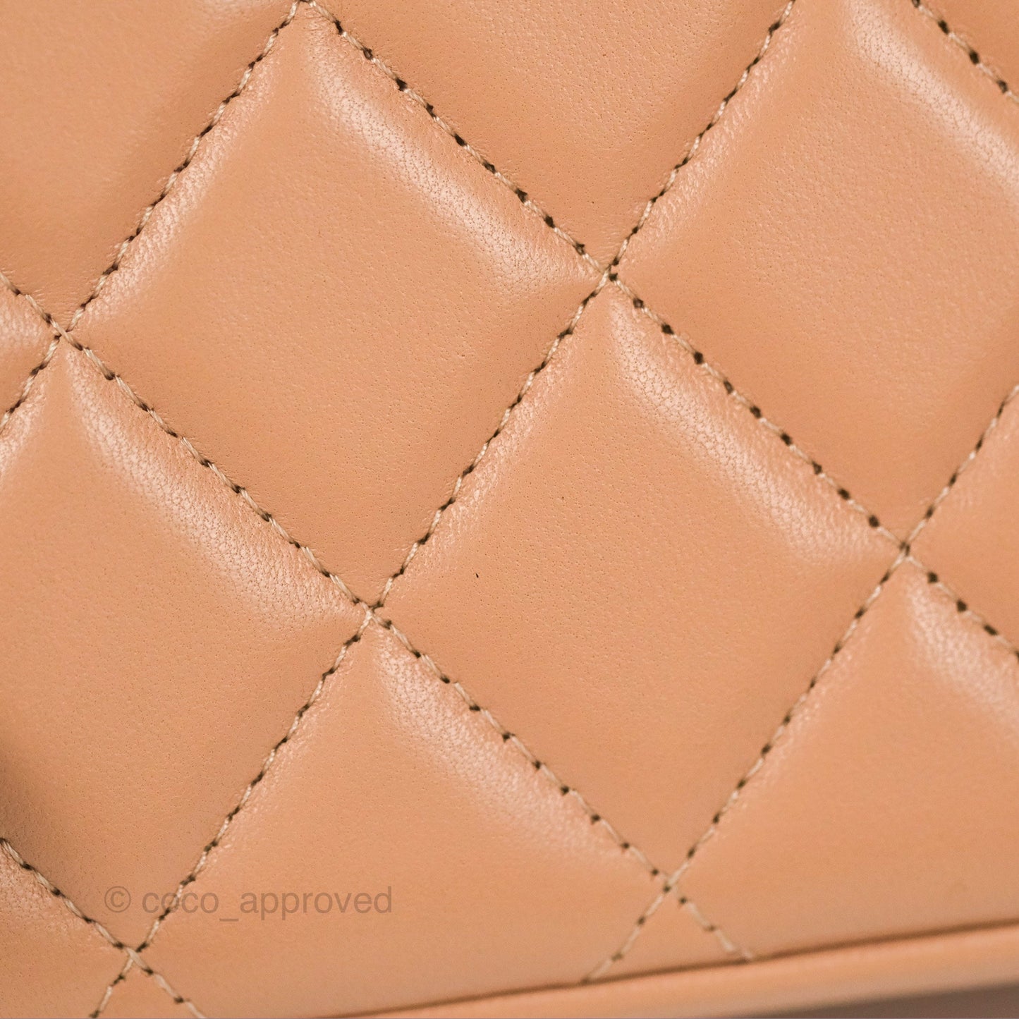 Chanel Vanity Rectangular Top Handle Beige Lambskin Gold Hardware