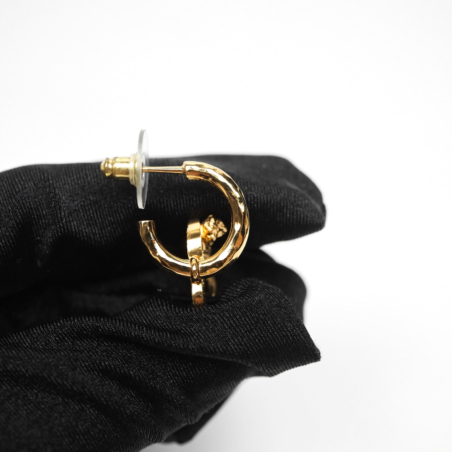 Chanel Lion CC Hoop Earrings Gold Tone 22A