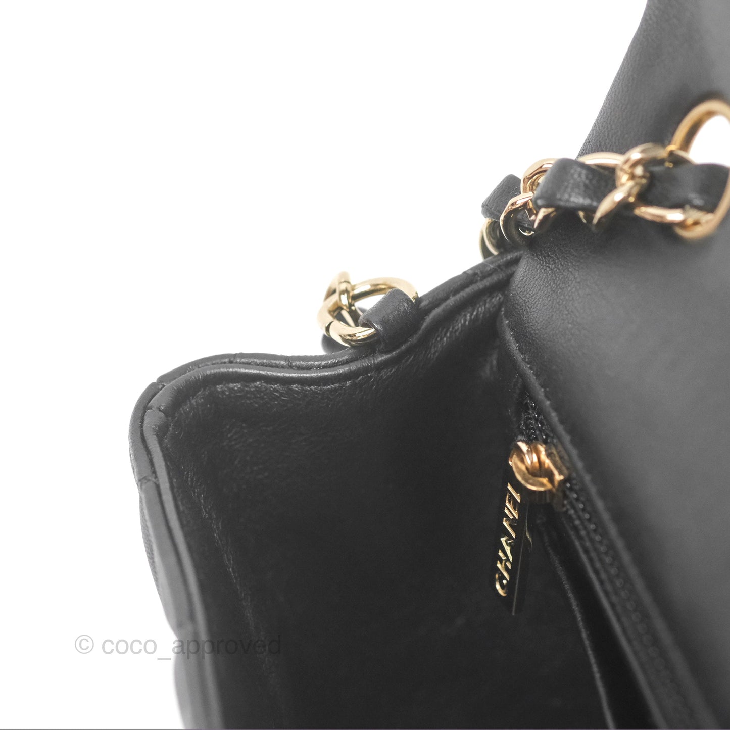 Chanel Quilted Mini Rectangular Black Lambskin Gold Hardware