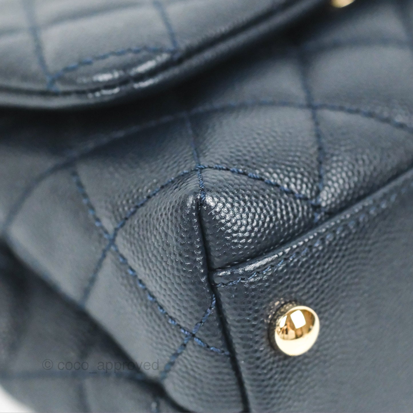 Chanel Mini Coco Handle Quilted Navy Caviar Gold Hardware