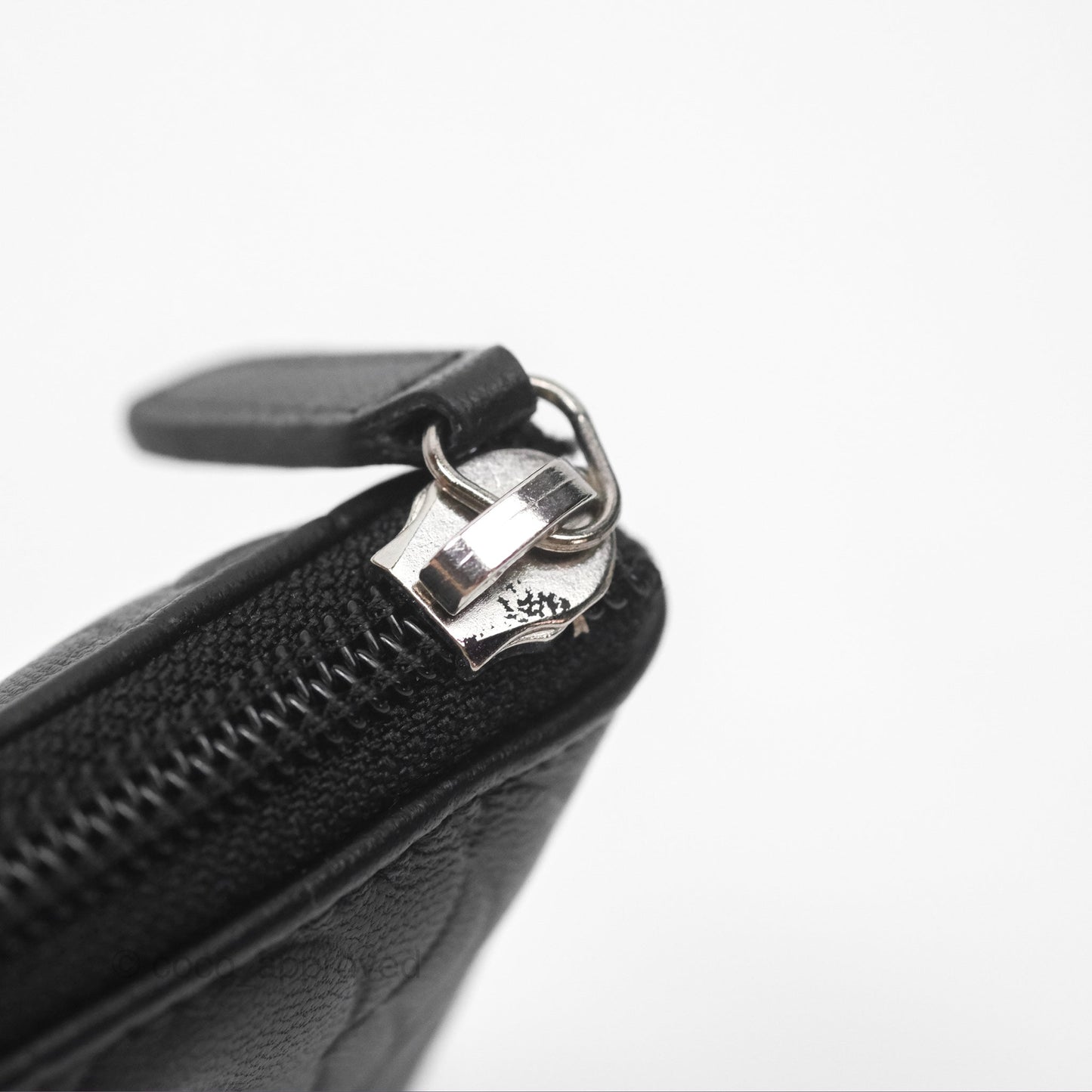 Chanel Key Holder Case Black Camellia Embossed Lambskin Silver Hardware