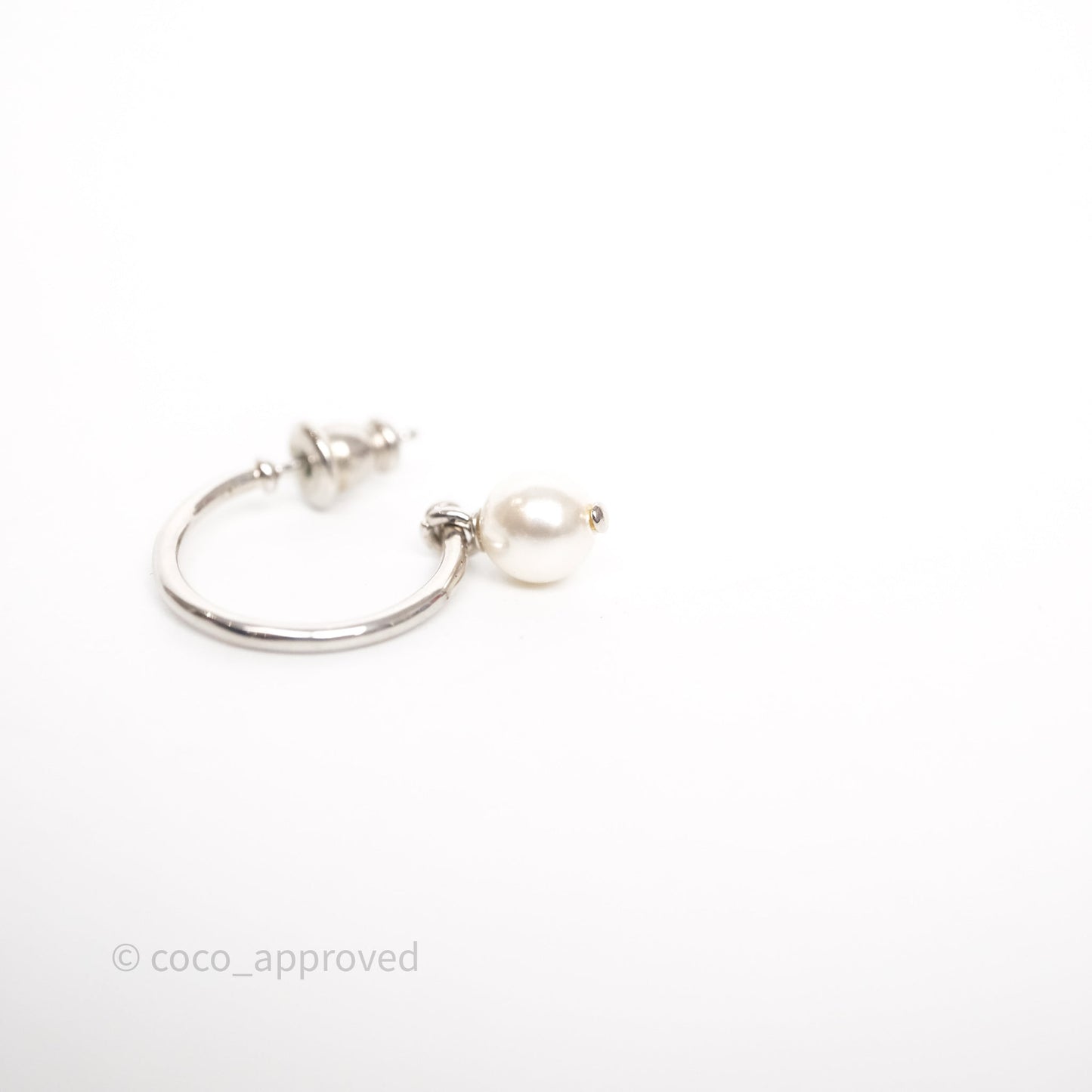 Christian Dior Crystal Pearl Drop Petit CD Earrings Silver Tone