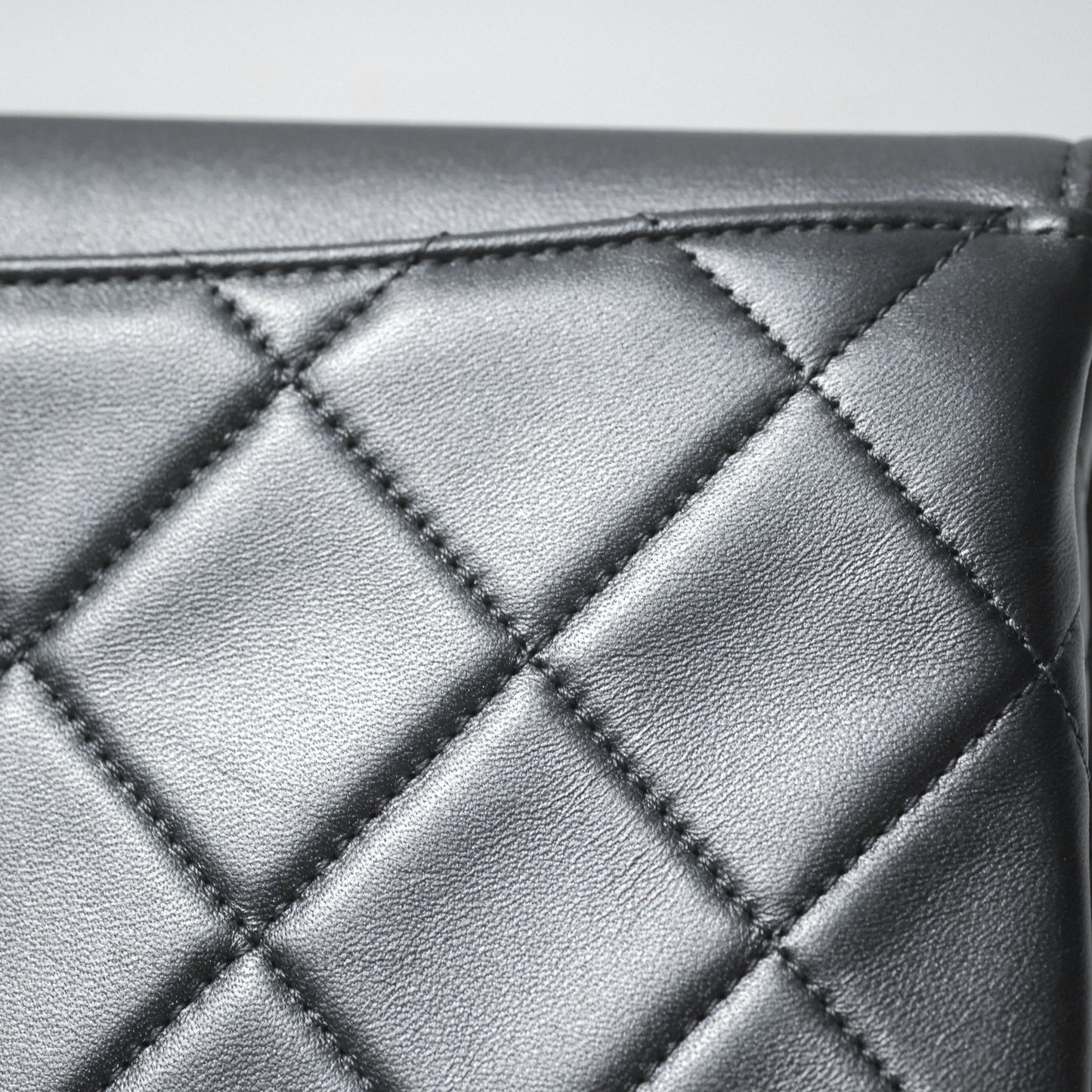 Chanel Clutch with Chain Metallic Dark Grey Silver Hardware