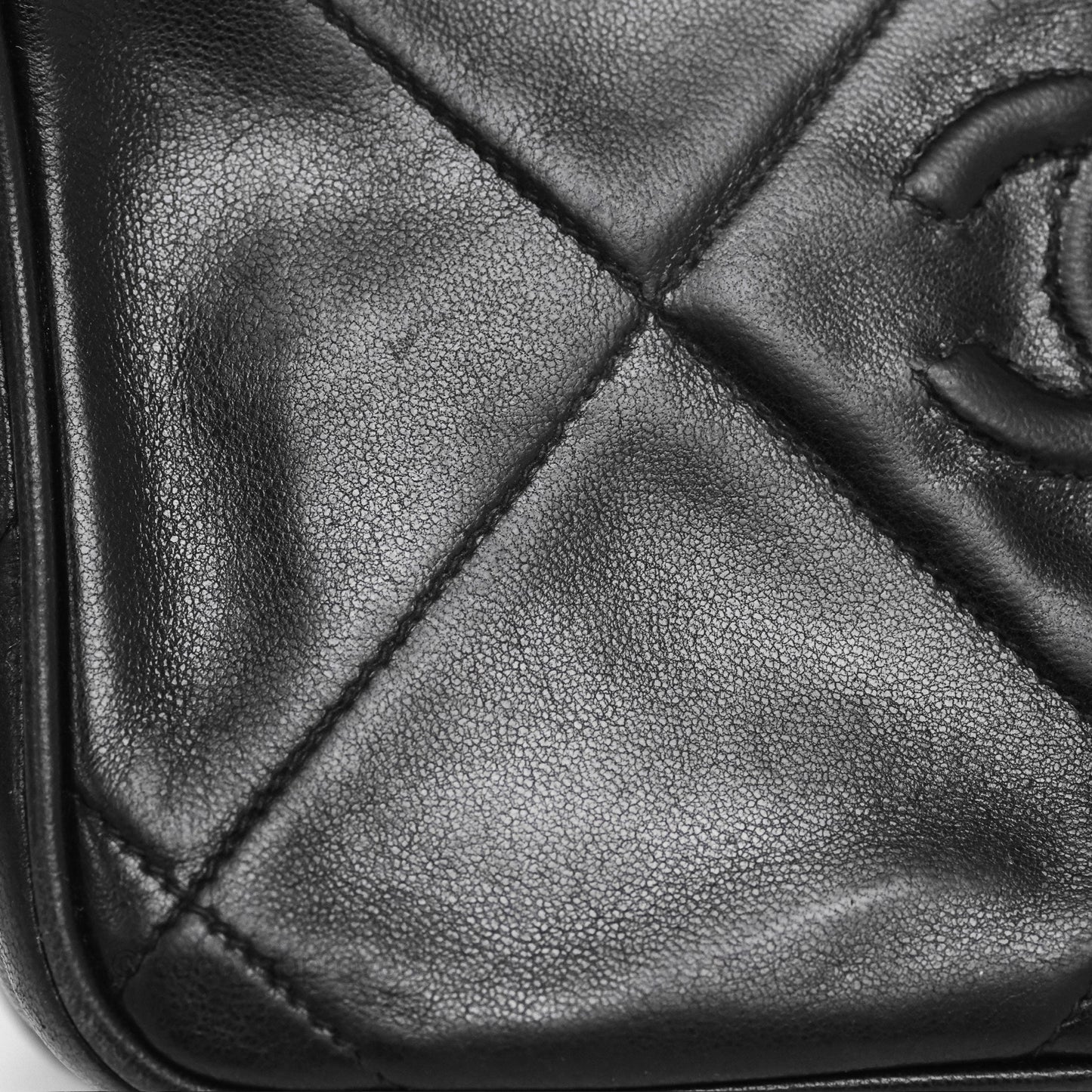 Chanel Vintage Small Camera Bag Black Lambskin Gold Hardware