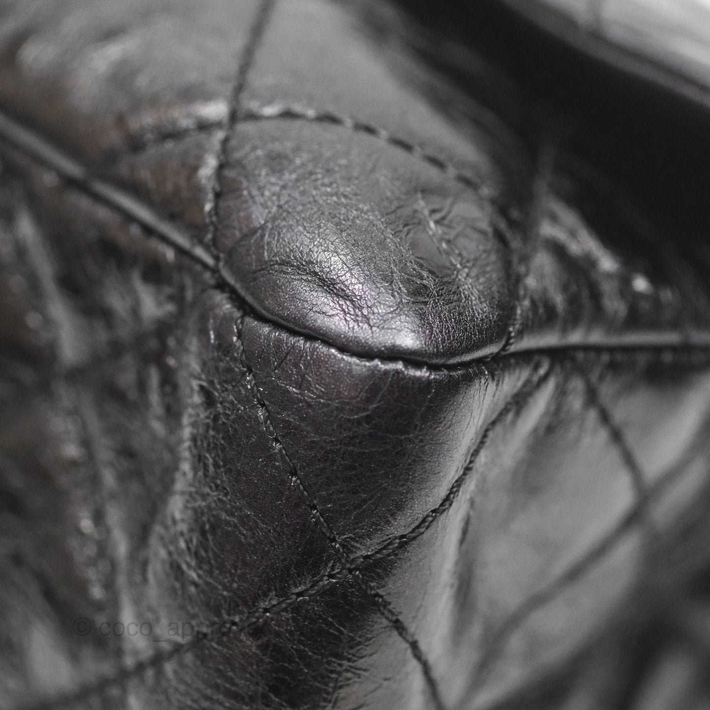 Chanel 228 Reissue Flap Quilted Black Crumpled Calfskin Ruthenium Hardware